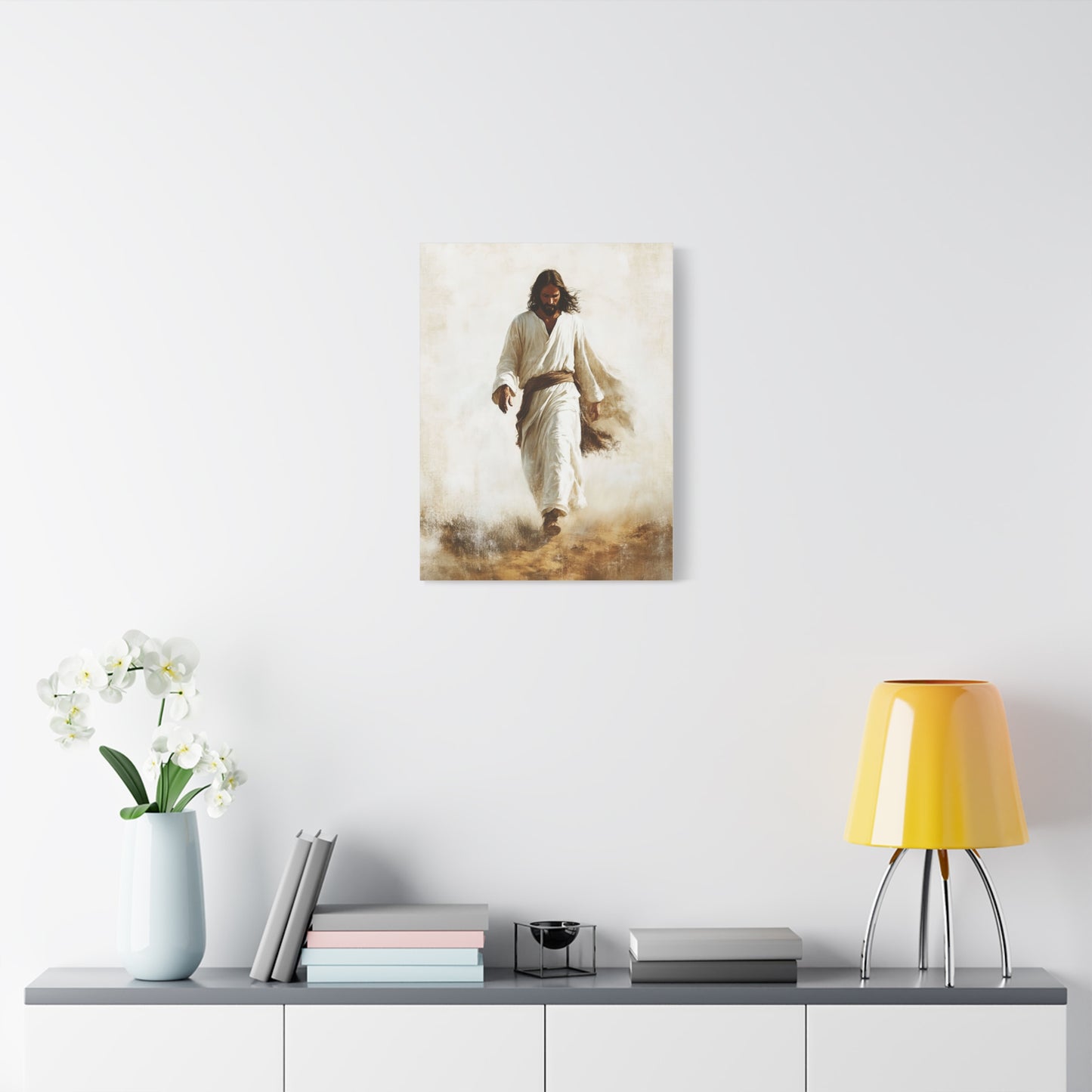 Jesus Christ Walking Through The Desert Catholic Canvas Wall Art, Christian Decor