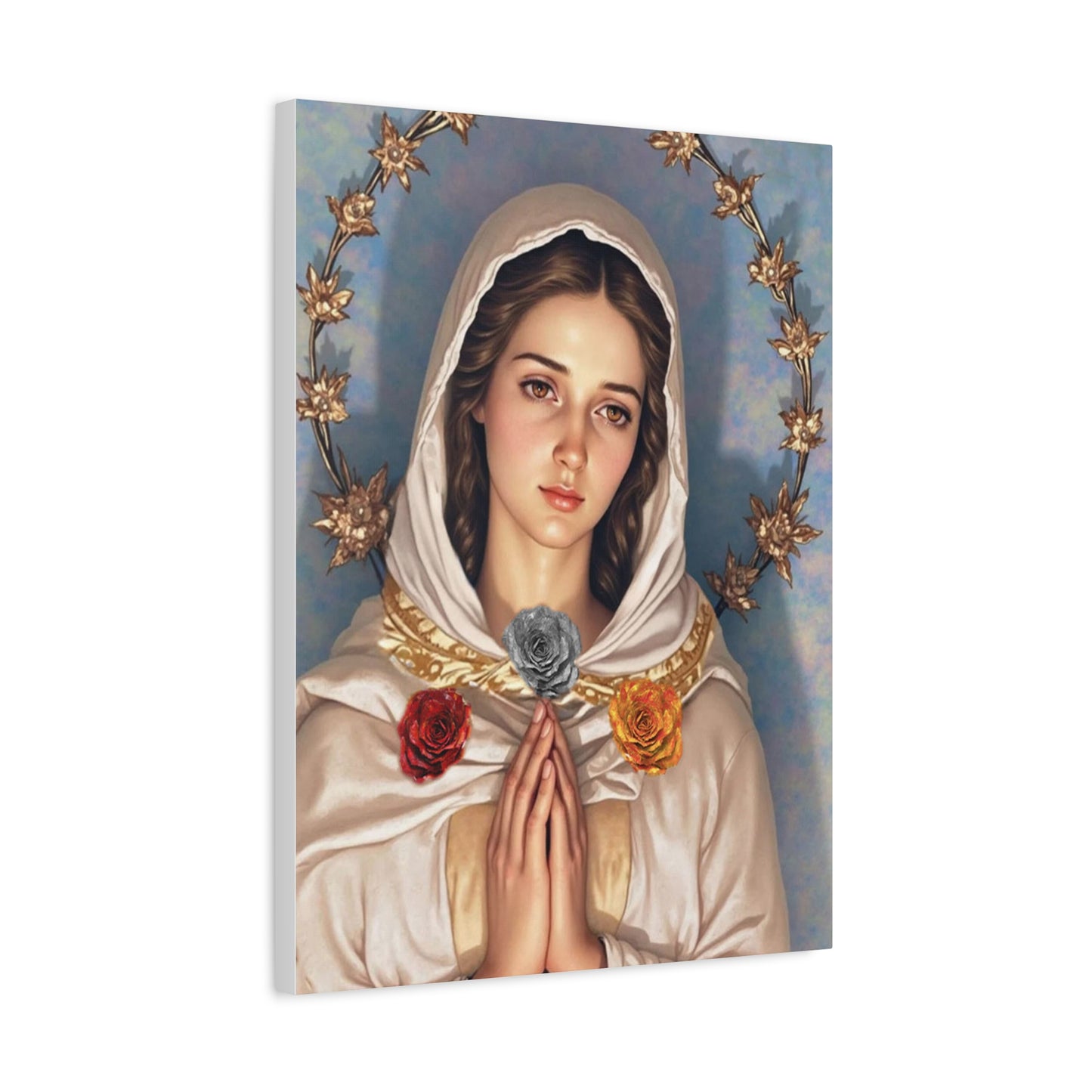 Our Lady Mary Rosa Mystica Catholic Canvas Wall Art, Christian Decor
