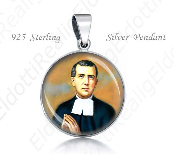 St Jaime Hilario Barbal Religious Christian 925 Silver Medal Round Pendant 20mm Jewelry for Necklace