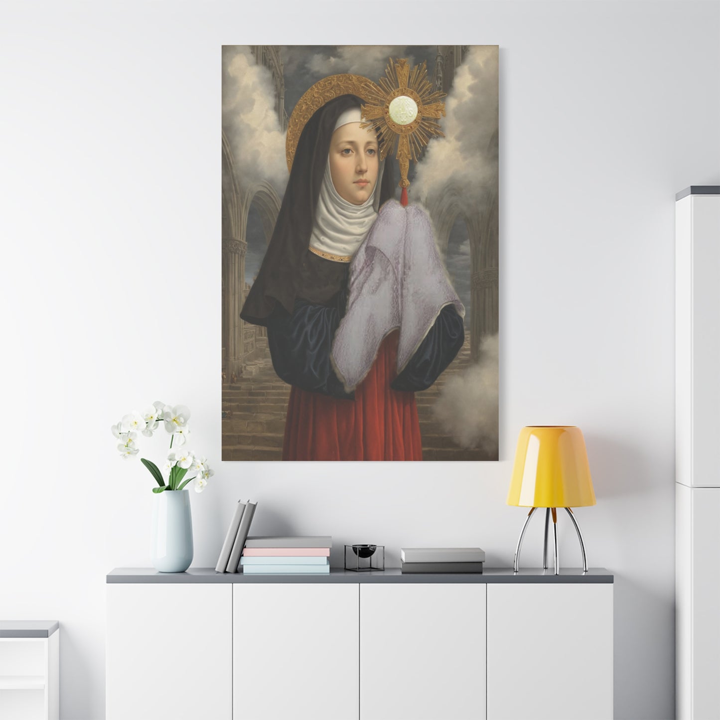 St. Juliana of Liege Catholic Canvas Wall Art, Christian Decor