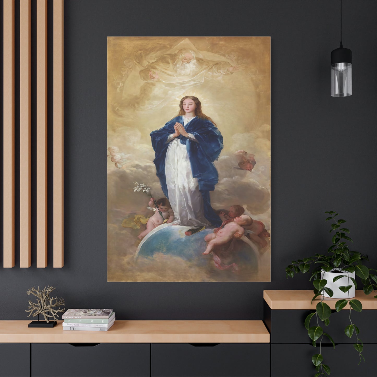 Ready To Hang - Mother Mary Immaculate Conception Catholic Canvas Wall Art, Christian Decor
