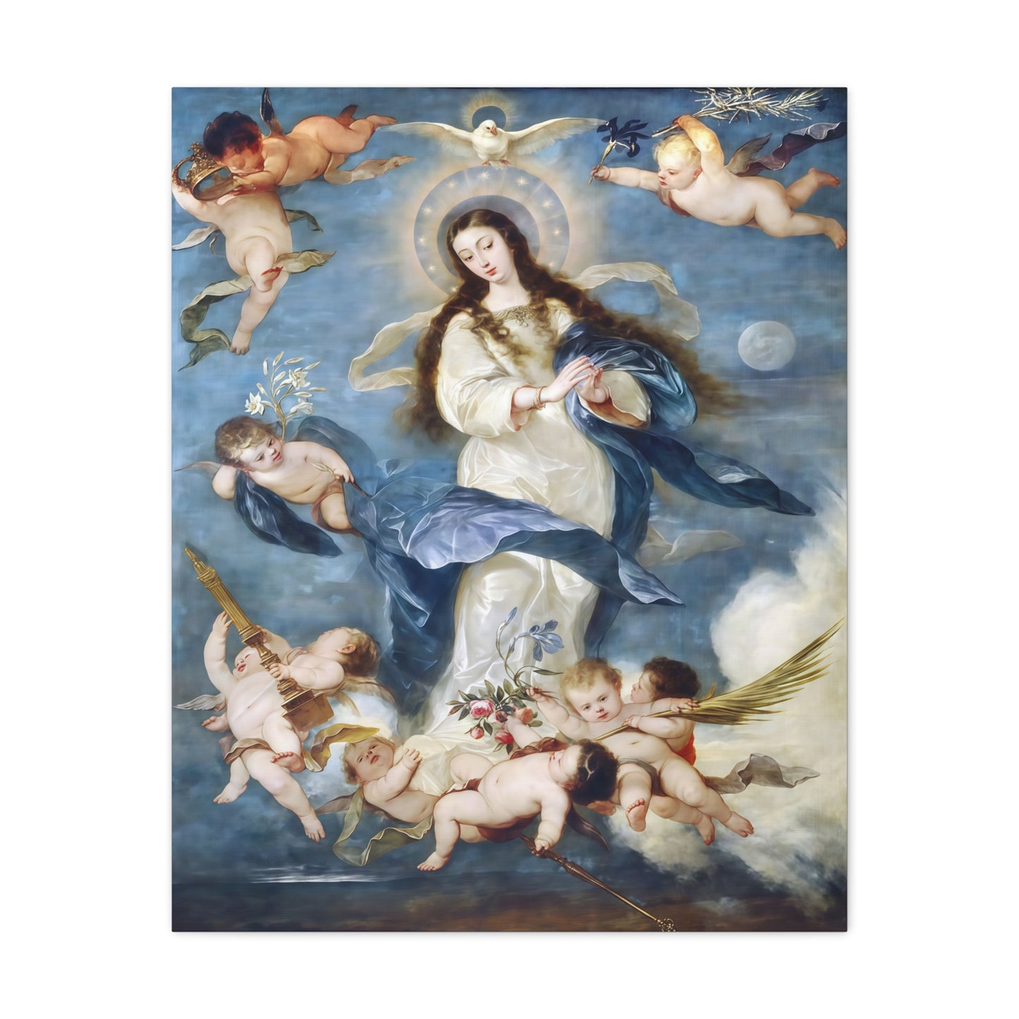 Ready To Hang - Mother Mary Immaculate Conception Catholic Canvas Wall Art, Christian Decor Our Lady