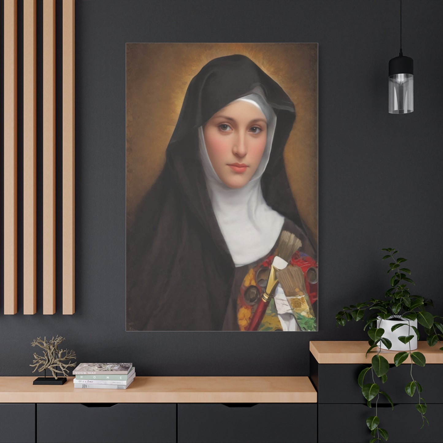 St. Catherine of Bologna Catholic Canvas Wall Art, Christian Decor