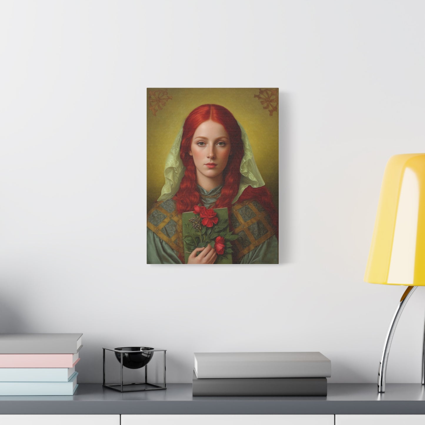 St. Dymphna Catholic Canvas Wall Art, Christian Decor