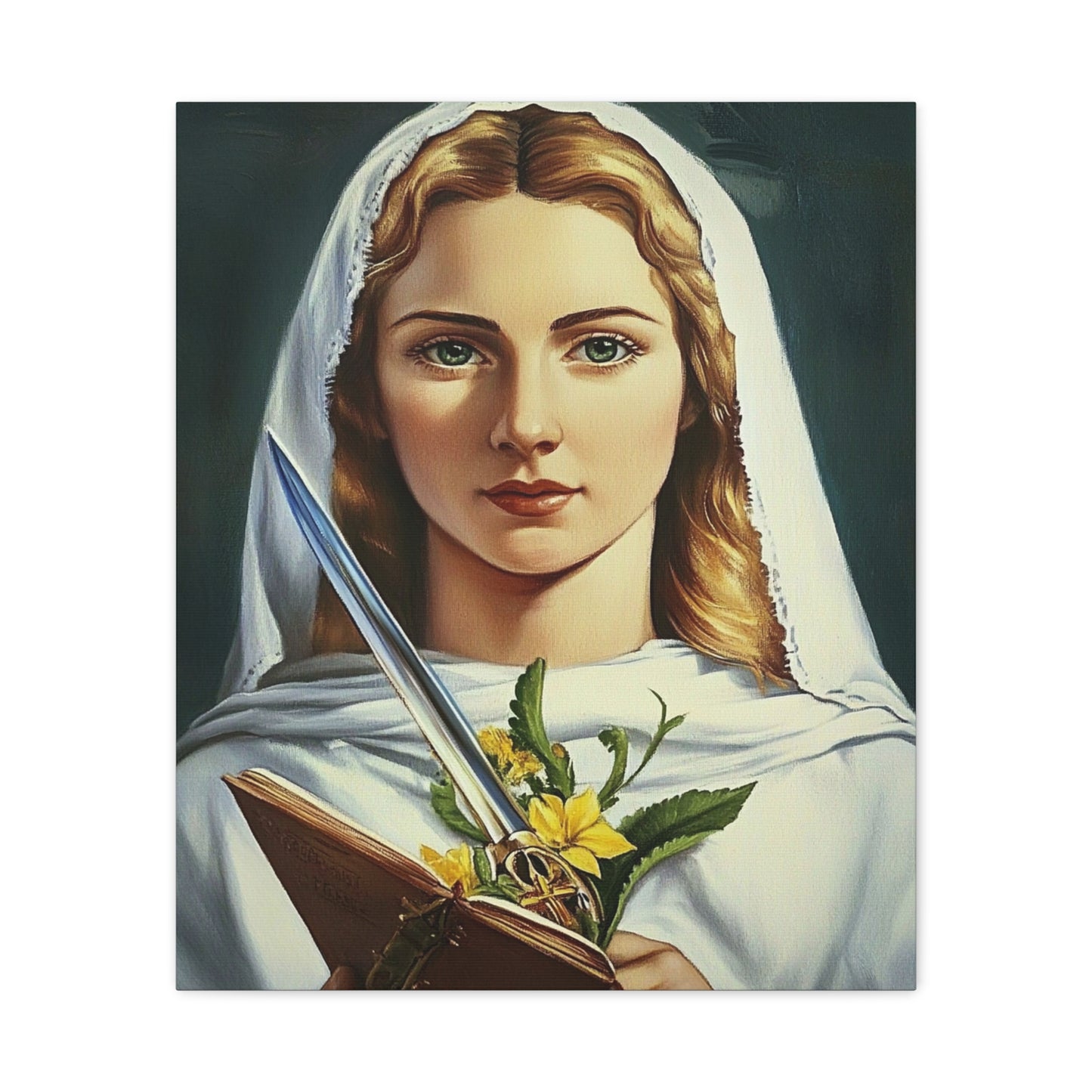 St. Dymphna Catholic Canvas Wall Art, Christian Decor