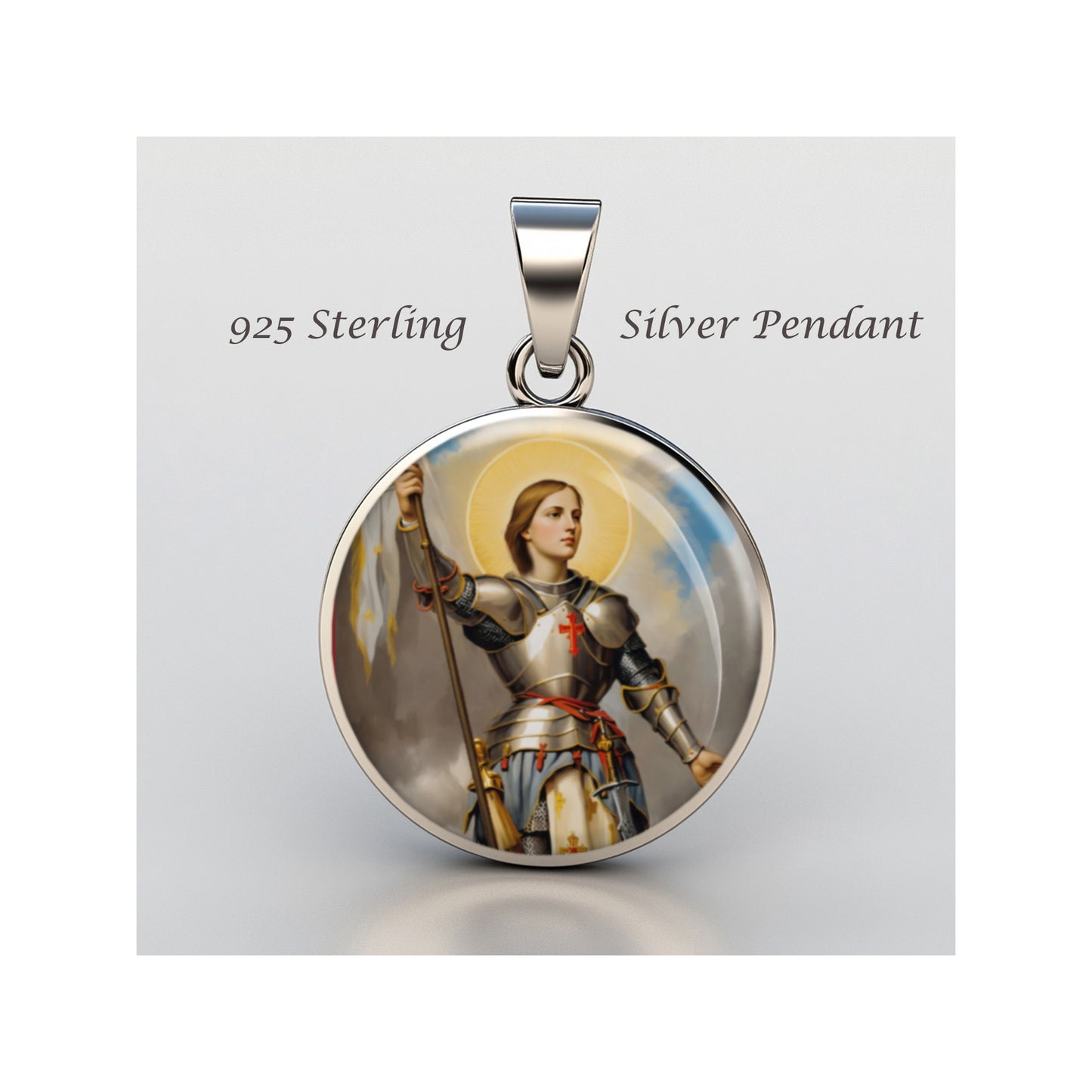 Saint Joan Of Arc Catholic sterling silver 925 Christian Medal Patron Pendant image 0
