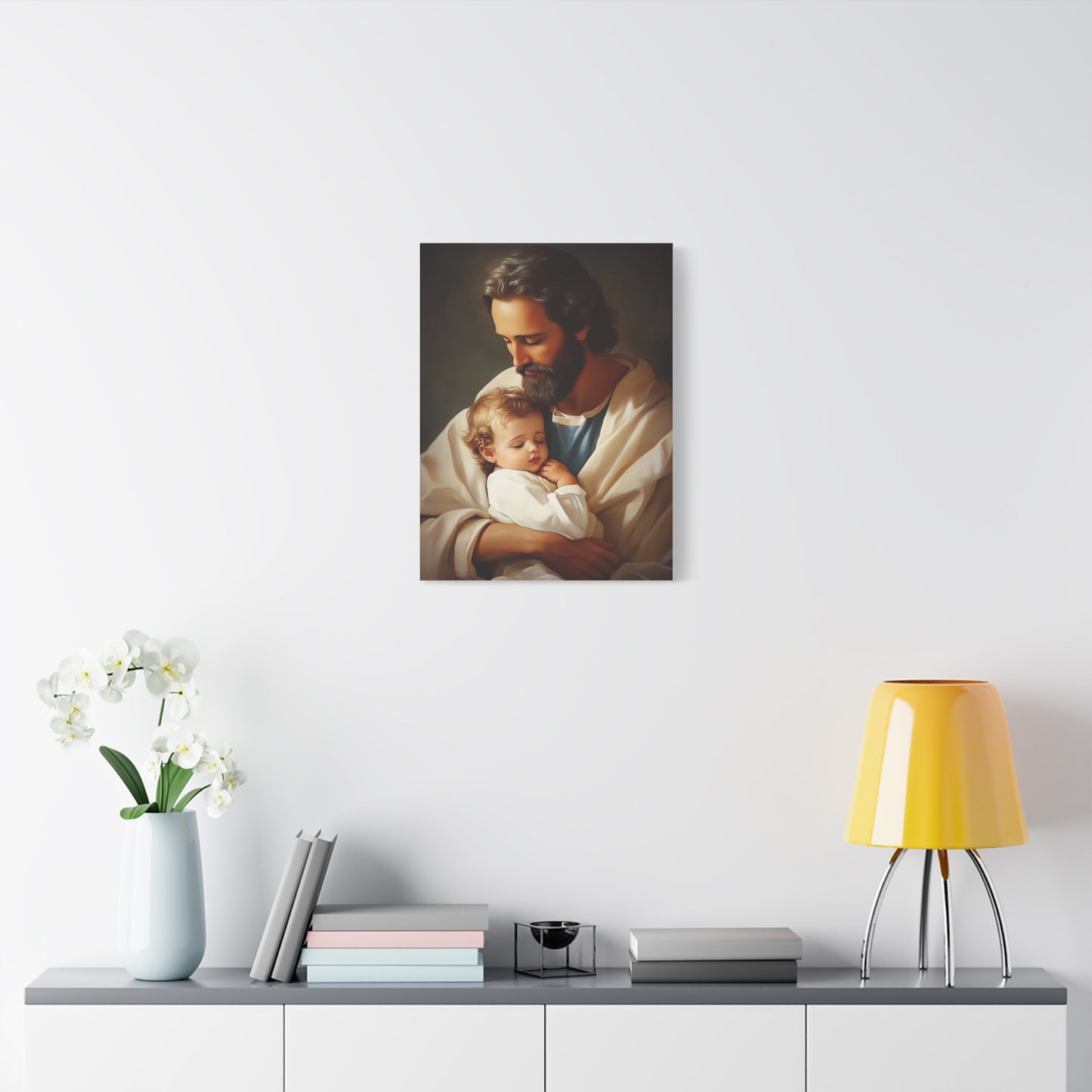 St. Joseph and Jesus Catholic Canvas Wall Art, Christian Decor