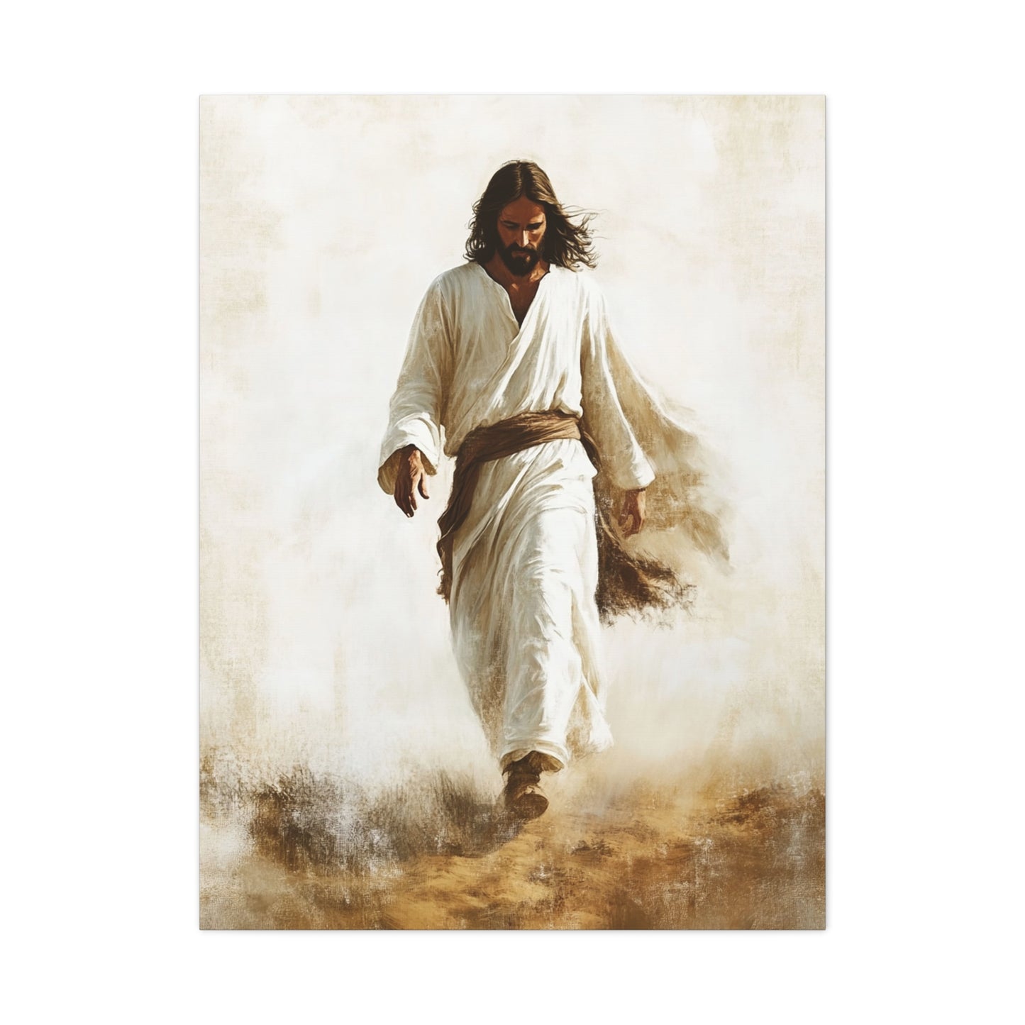 Jesus Christ Walking Through The Desert Catholic Canvas Wall Art, Christian Decor