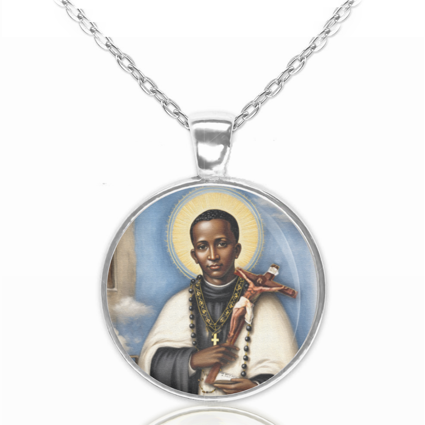 St. Martin De Porres Necklace Catholic Saint Pendant Medal image 0