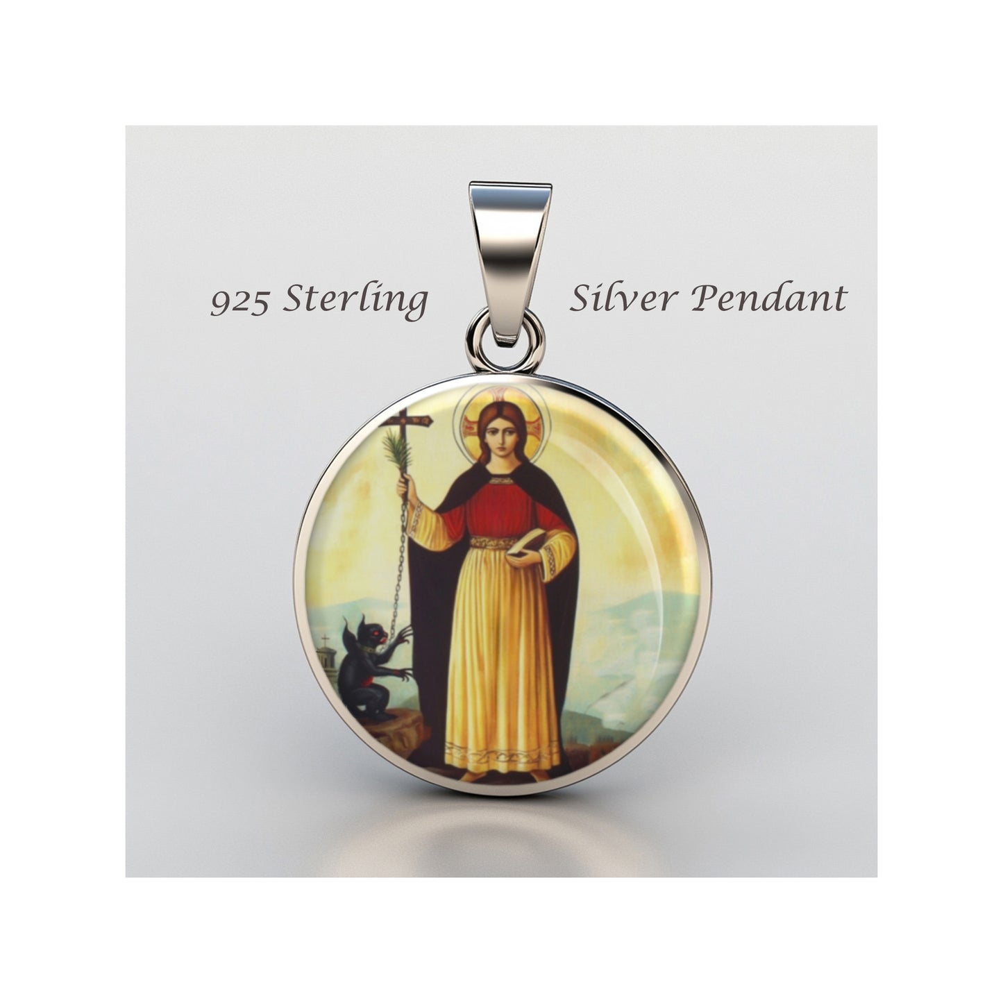 Saint Juliana Of Nicomedia Catholic sterling silver 925 Christian Medal Patron image 0