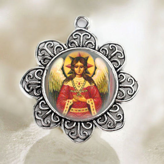Mother Sophia Religious Pendant Flower Shape Medal