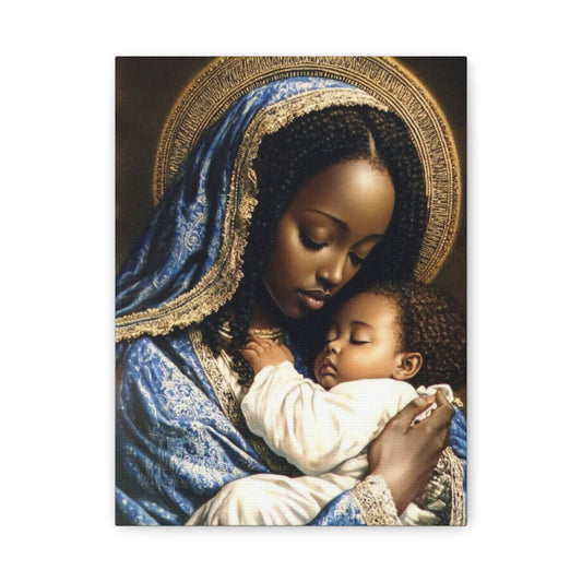 african mother mary with babyCanvas Wall Art, Christian Decor