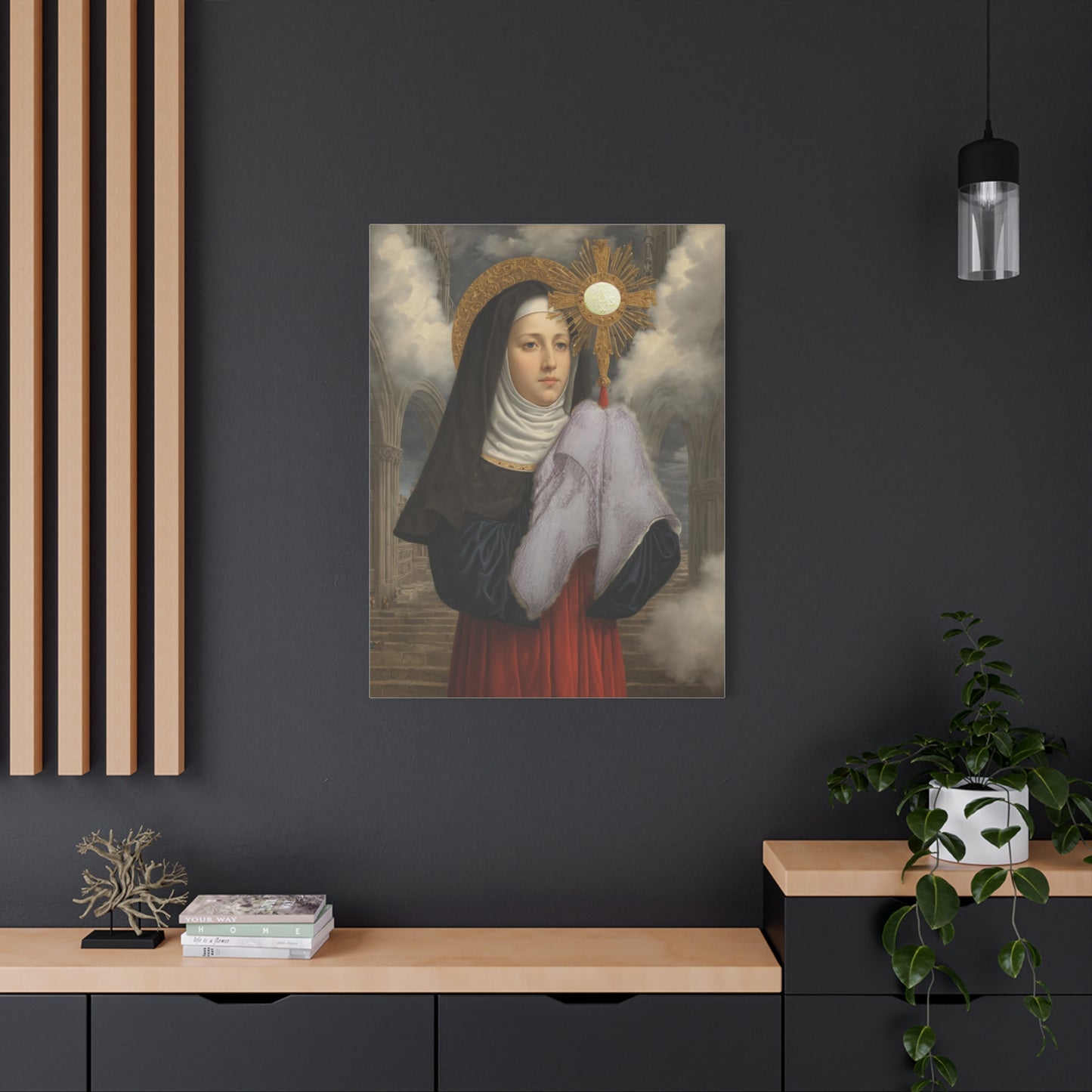 St. Juliana of Liege Catholic Canvas Wall Art, Christian Decor