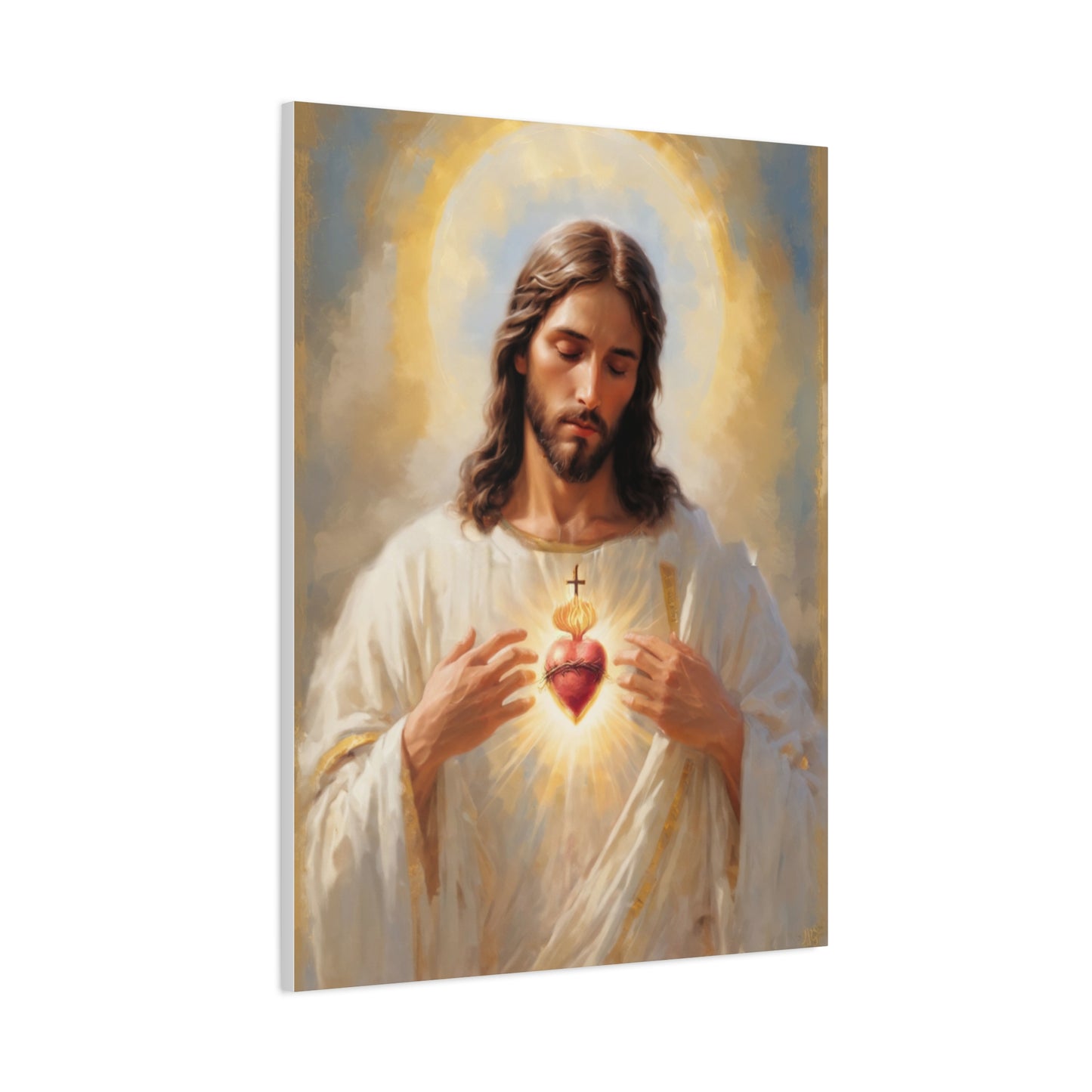 Jesus Christ Sacred Heart Catholic Canvas Wall Art, Christian Decor
