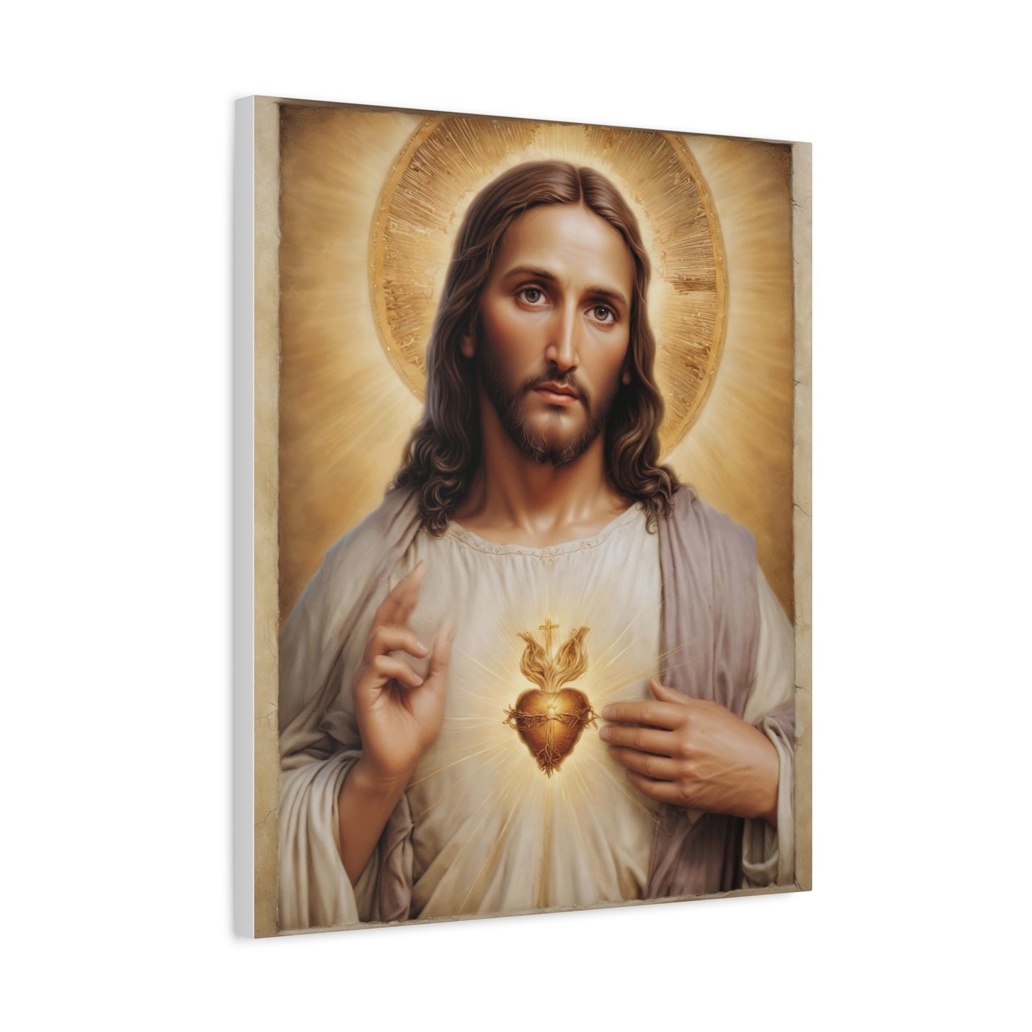 Jesus Christ Sacred Heart Catholic Canvas Wall Art, Christian Decor