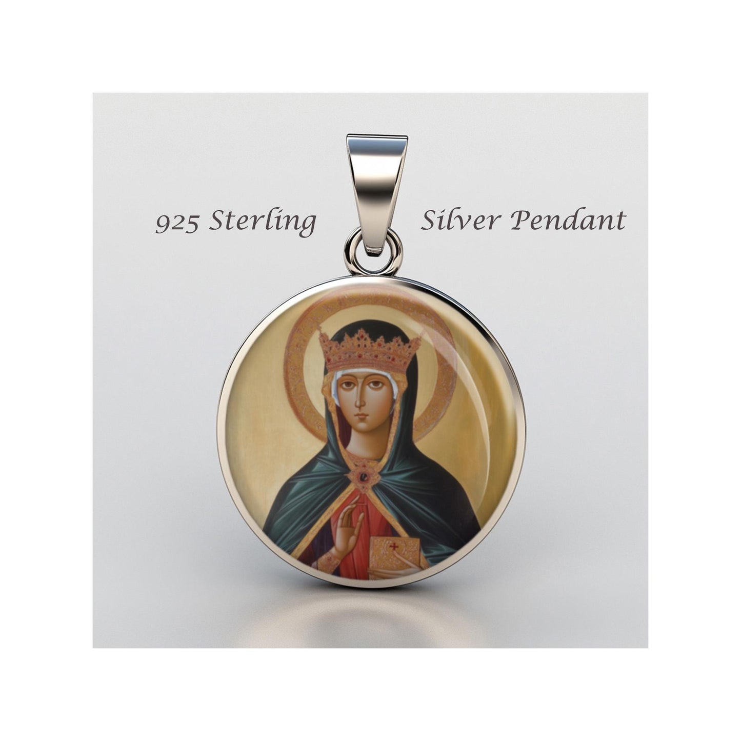 Saint Adelaide Religious Devotional sterling silver 925 Christian Medal Patron Pendant