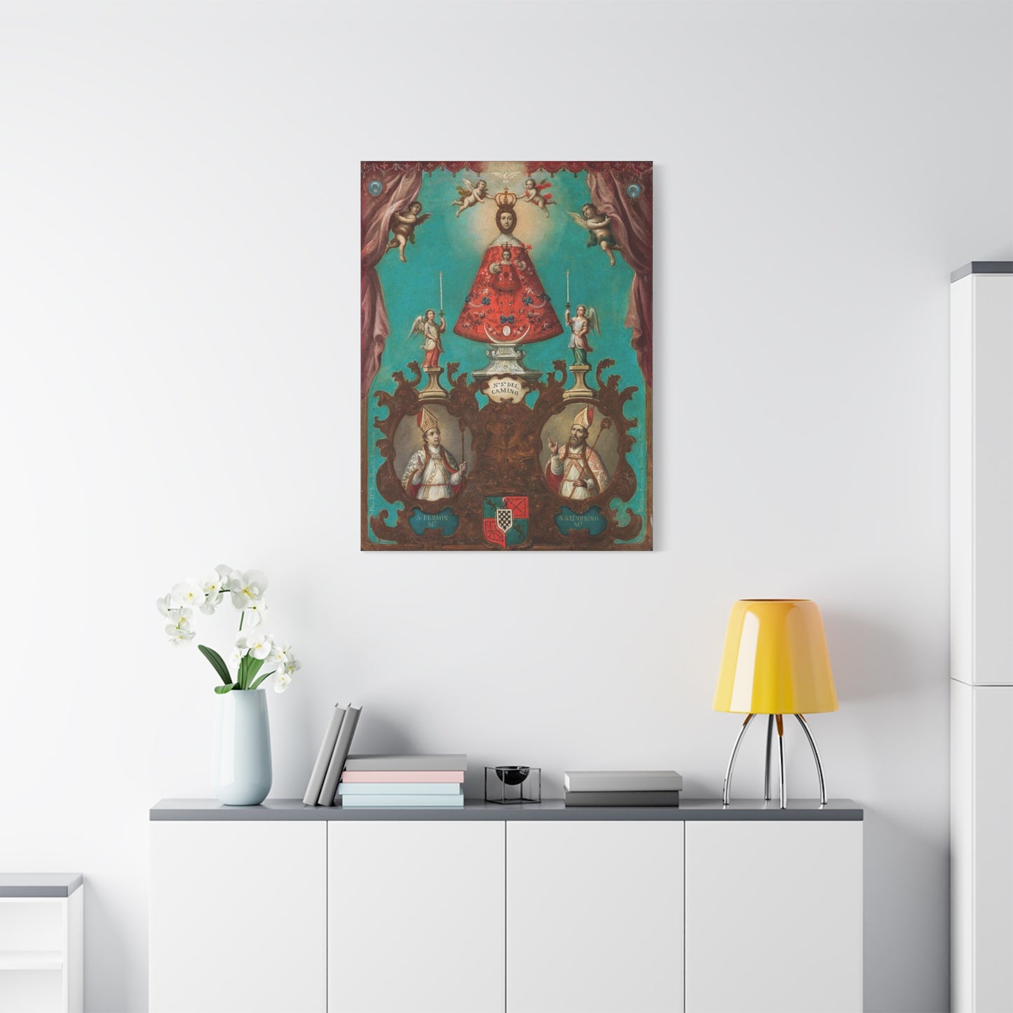 The Virgin of El Camino with St Fermin and St Saturnino Catholic HQ Print on Canvas Ready To Hang - Virgin Mary Canvas