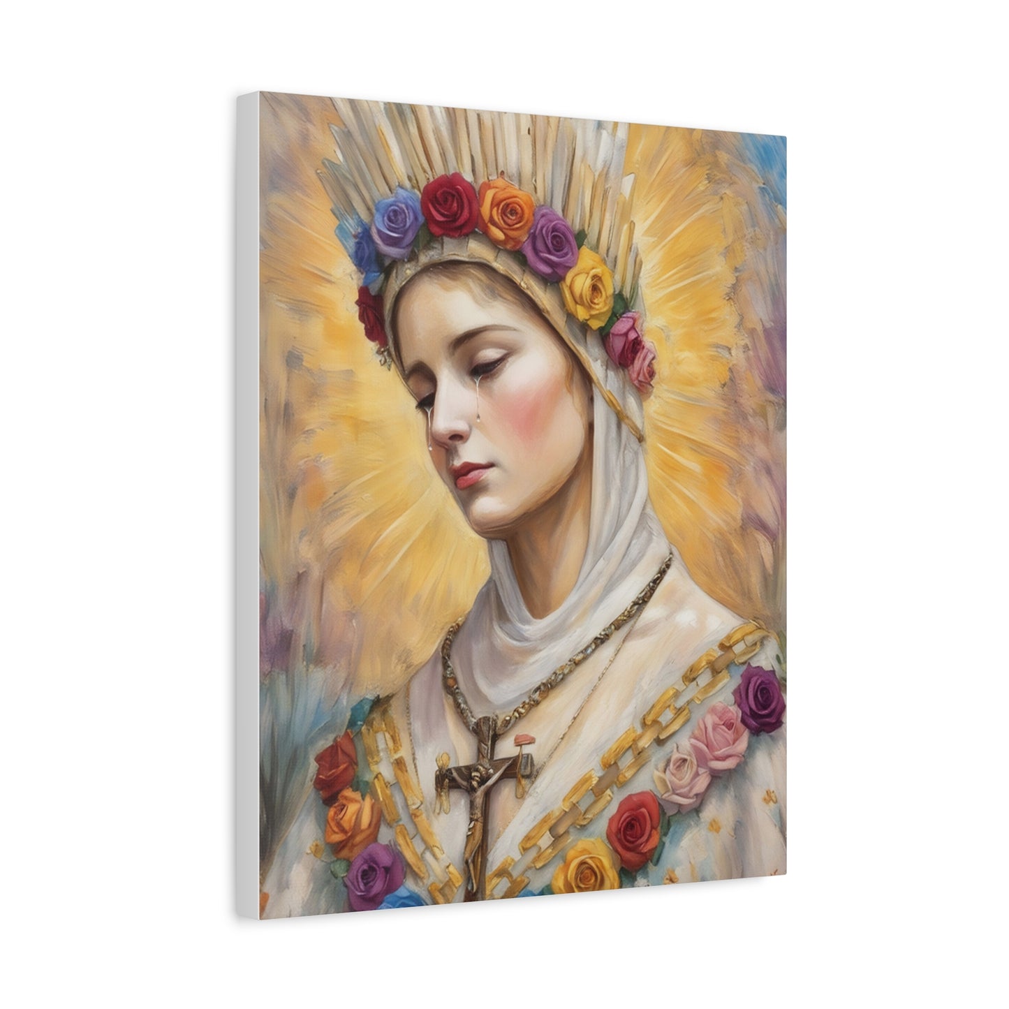 Our Lady La Salette Catholic Canvas Wall Art, Mother Mary Print Christian Decor