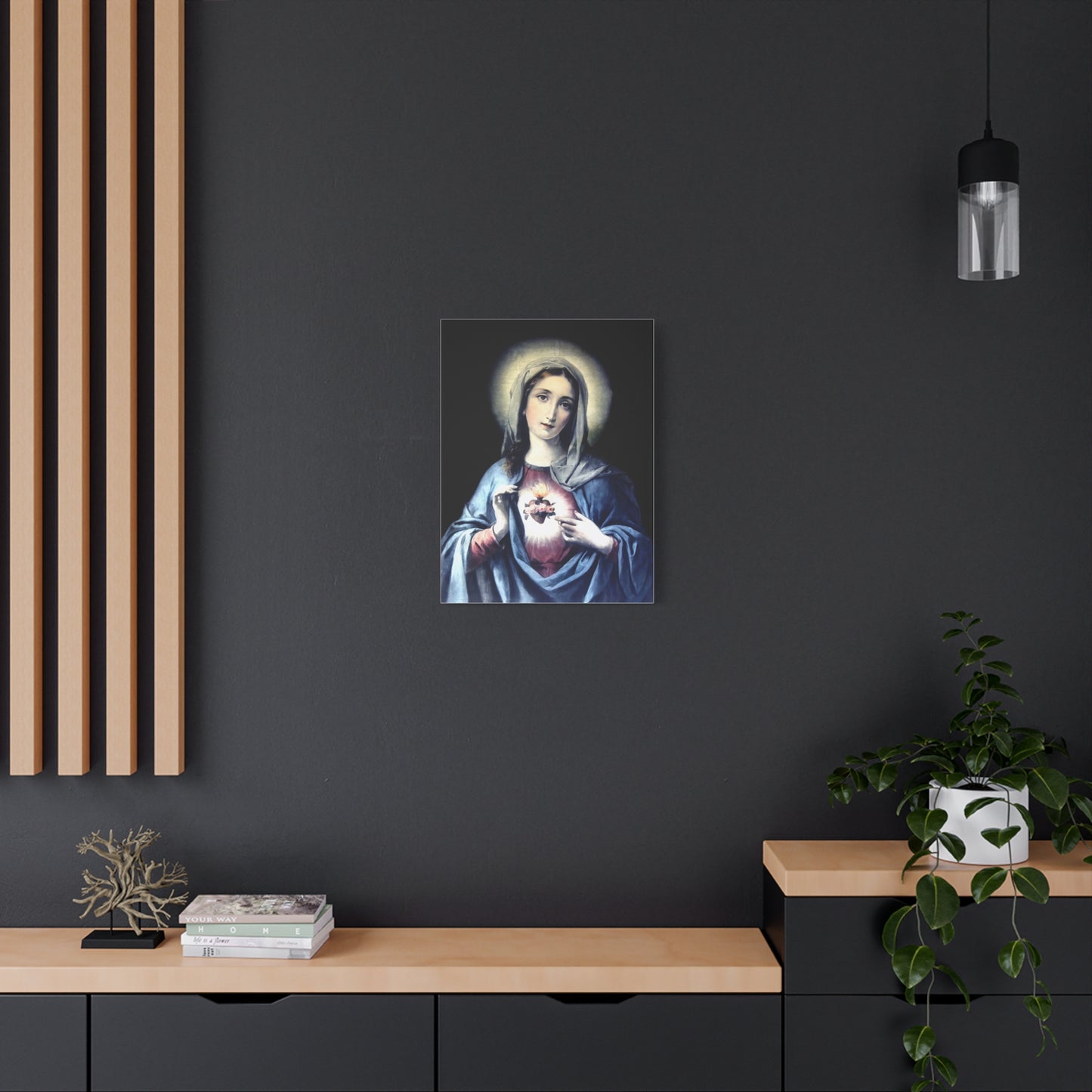 Ready to Hang - Immaculate Heart Virgin Mary Catholic Canvas Wall Art, Christian Decor
