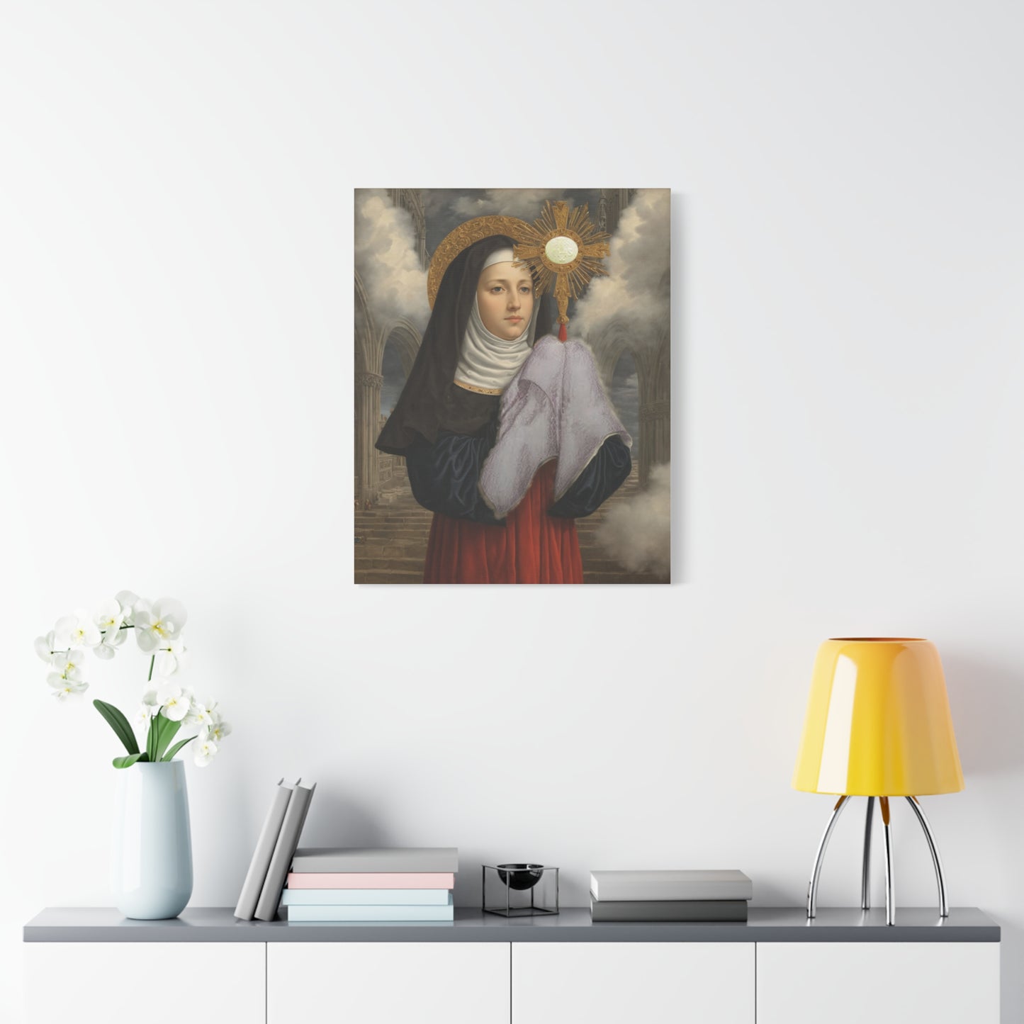 St. Juliana of Liege Catholic Canvas Wall Art, Christian Decor
