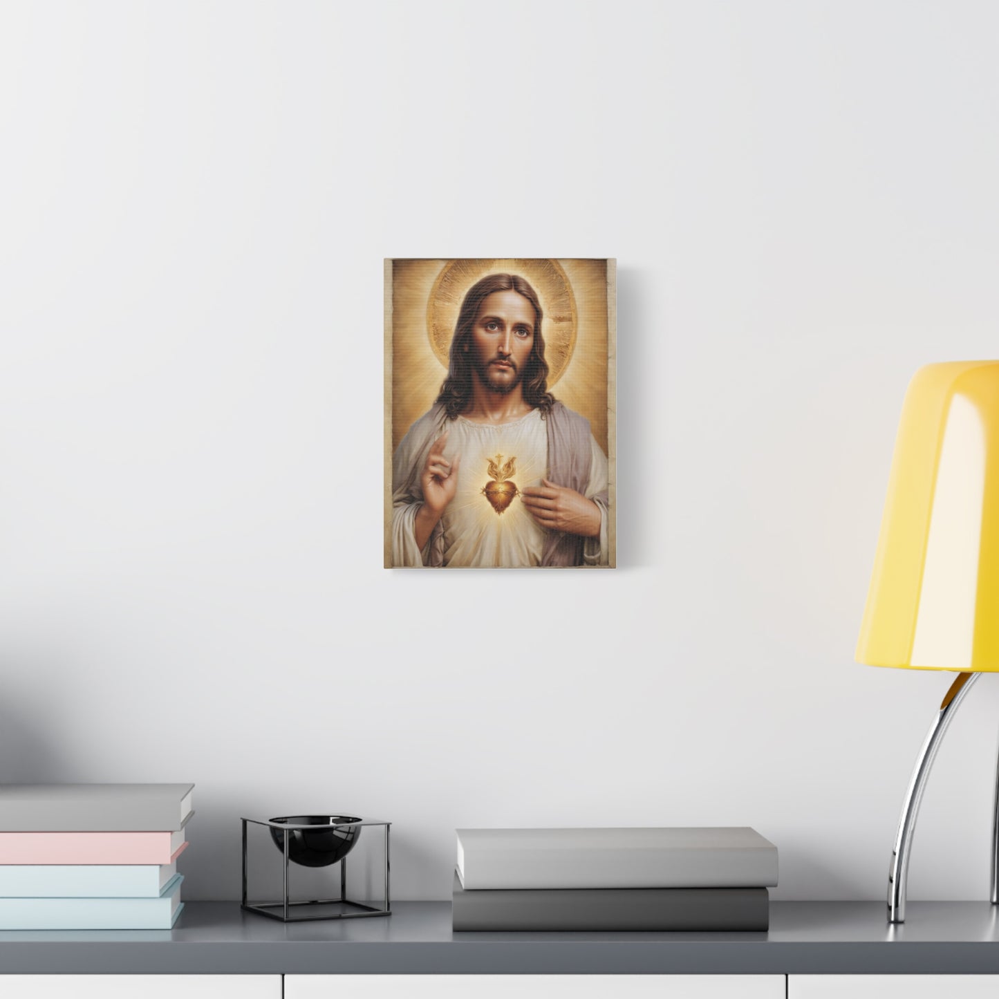 Jesus Christ Sacred Heart Catholic Canvas Wall Art, Christian Decor