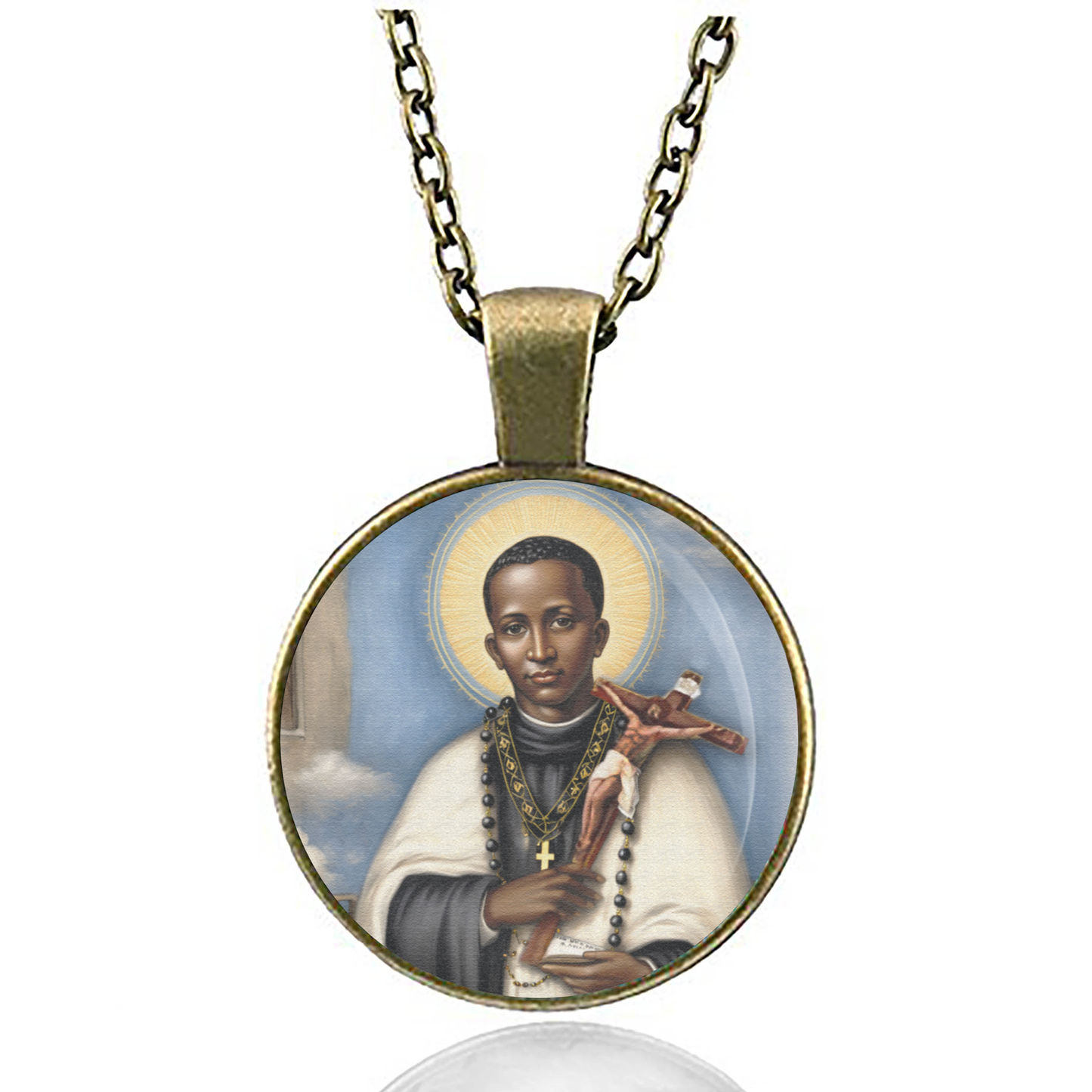 St. Martin De Porres Necklace Catholic Saint Pendant Medal image 4