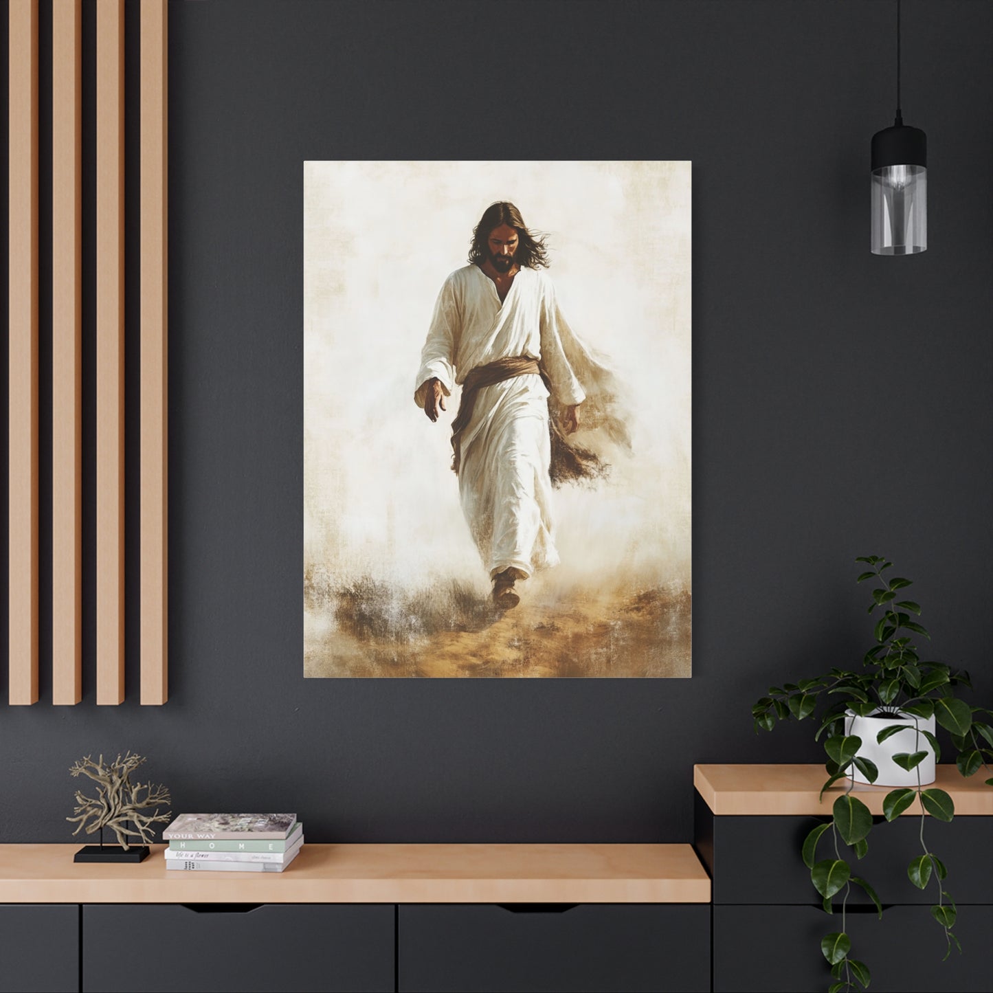 Jesus Christ Walking Through The Desert Catholic Canvas Wall Art, Christian Decor
