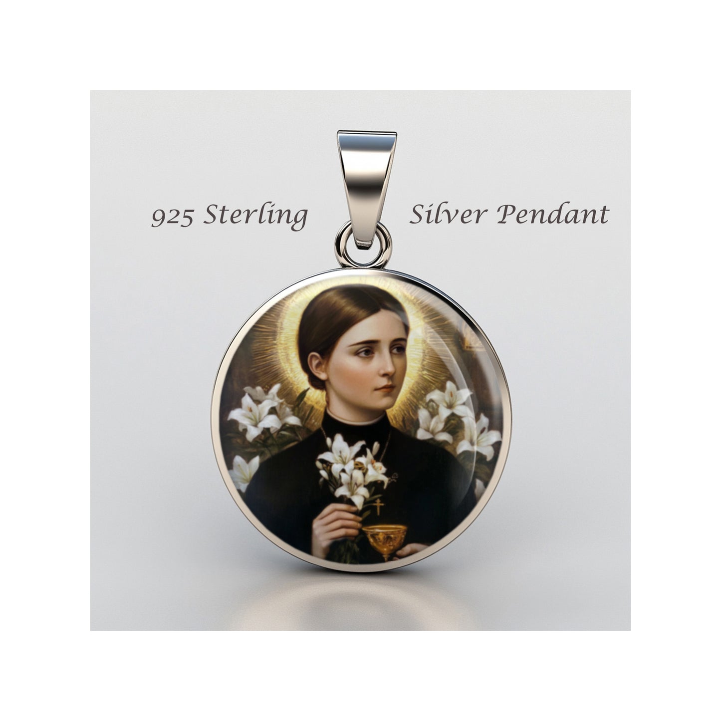 Saint Gemma Galgani Catholic sterling silver 925 Christian Medal Patron Pendant image 0