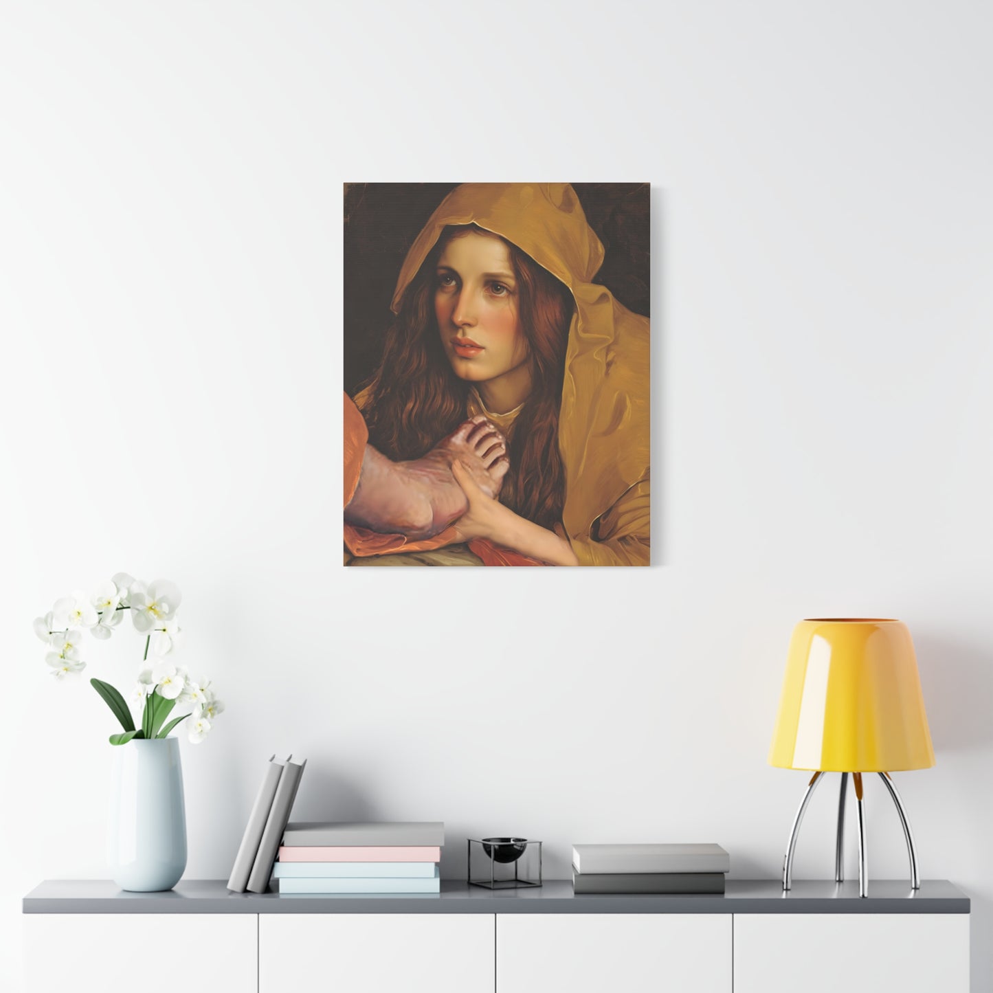 St. Mary Magdalene Anointing Jesus Feet Catholic Canvas Wall Art, Christian Decor