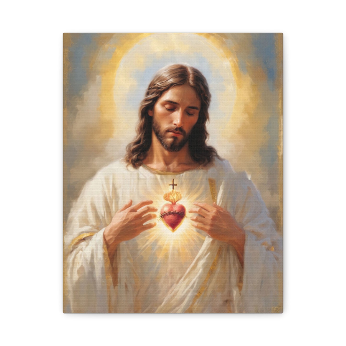 Jesus Christ Sacred Heart Catholic Canvas Wall Art, Christian Decor