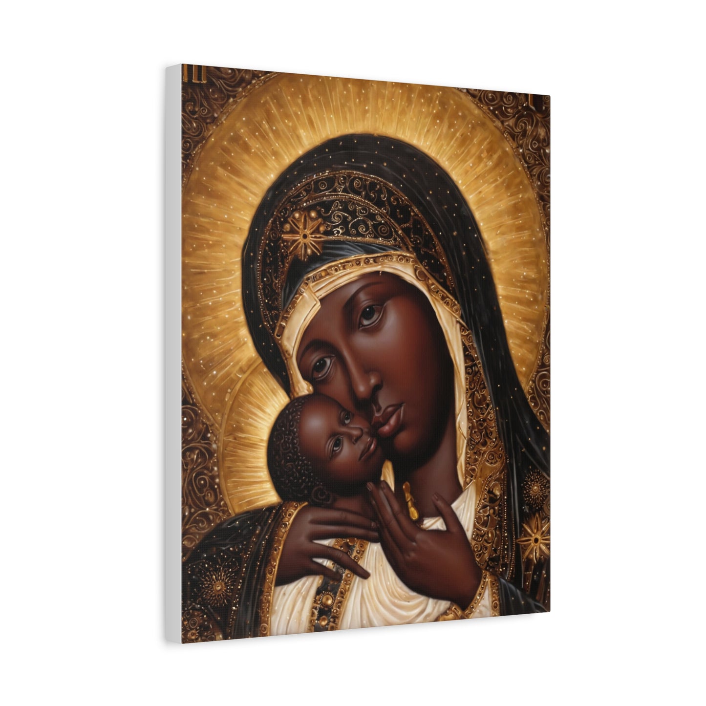 Black Madonna African Mother Mary Catholic Canvas Wall Art, Christian Decor