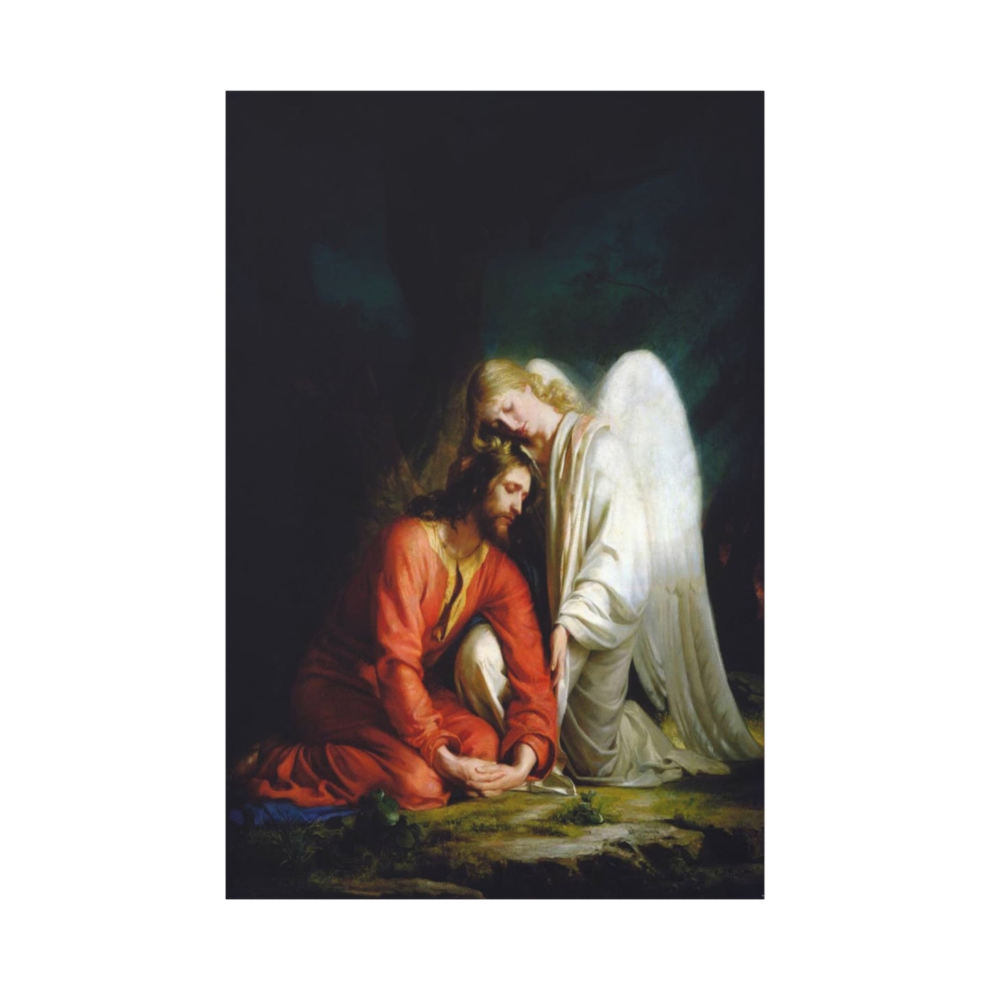 Ready To Hang - Bloch Gethsemane Jesus and Angel Praying - Agony in the Garden Catholic Canvas Wall Art, Christian Decor