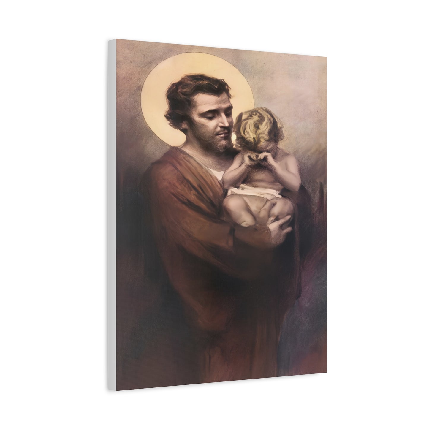 St. Joseph & Child Jesus Crying - Chambers - Catholic Canvas Wall Art, Christian Decor