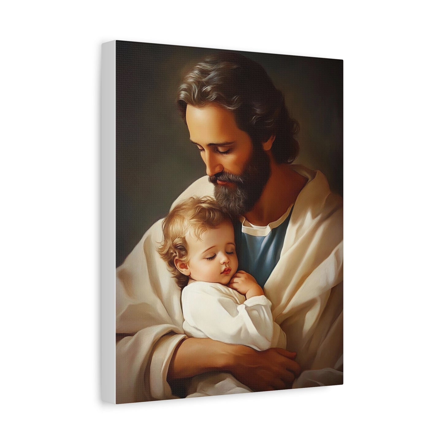 St. Joseph and Jesus Catholic Canvas Wall Art, Christian Decor