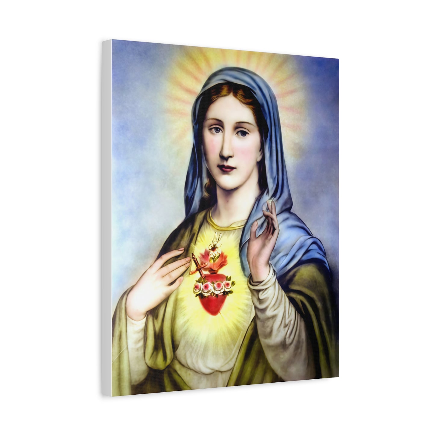 Ready to Hang - Immaculate Heart Virgin Mary Catholic Canvas Wall Art, Christian Decor