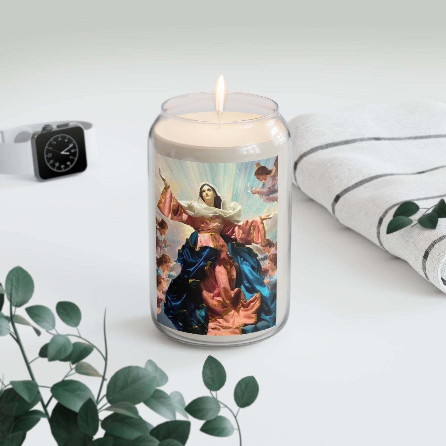 Our Lady of Assumption Mary Catholic Serenity Scented Candle, 13.75oz | Relaxation Gift, Home Decor, Calm Atmosphere, Religious Decor