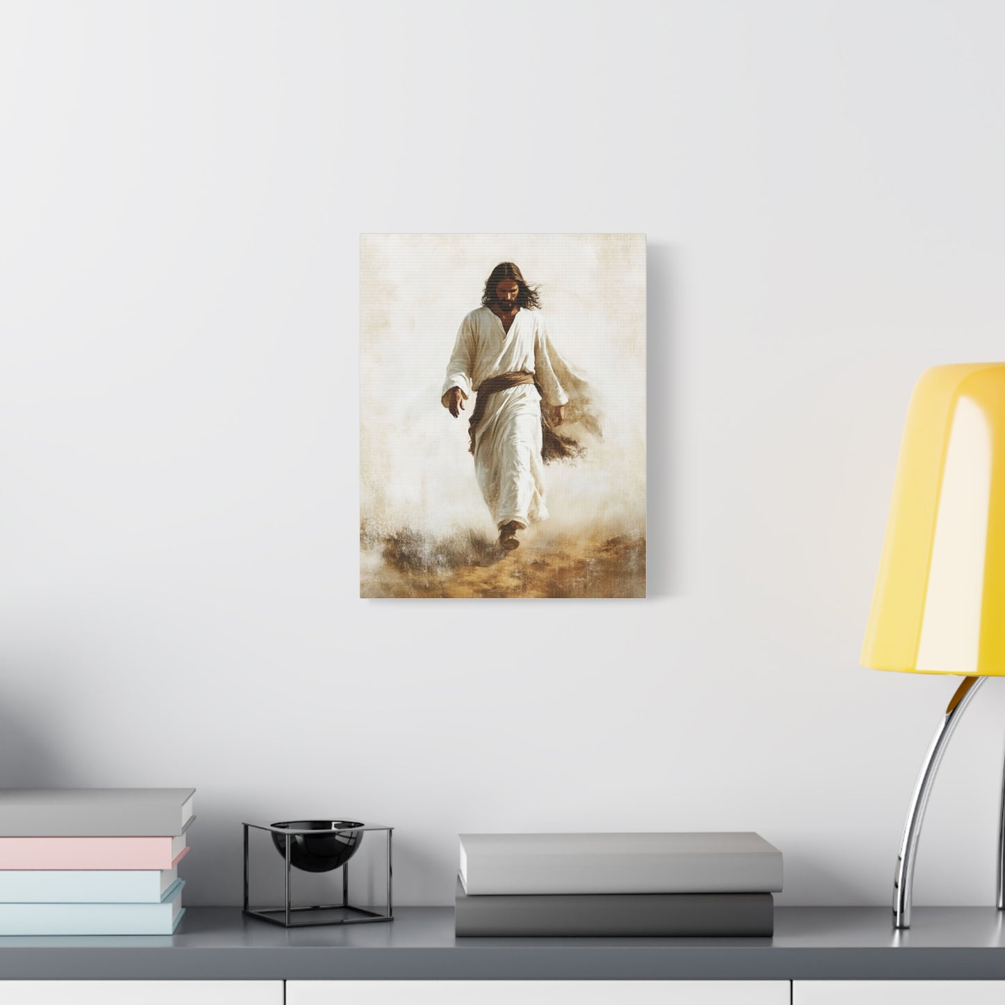 Jesus Christ Walking Through The Desert Catholic Canvas Wall Art, Christian Decor