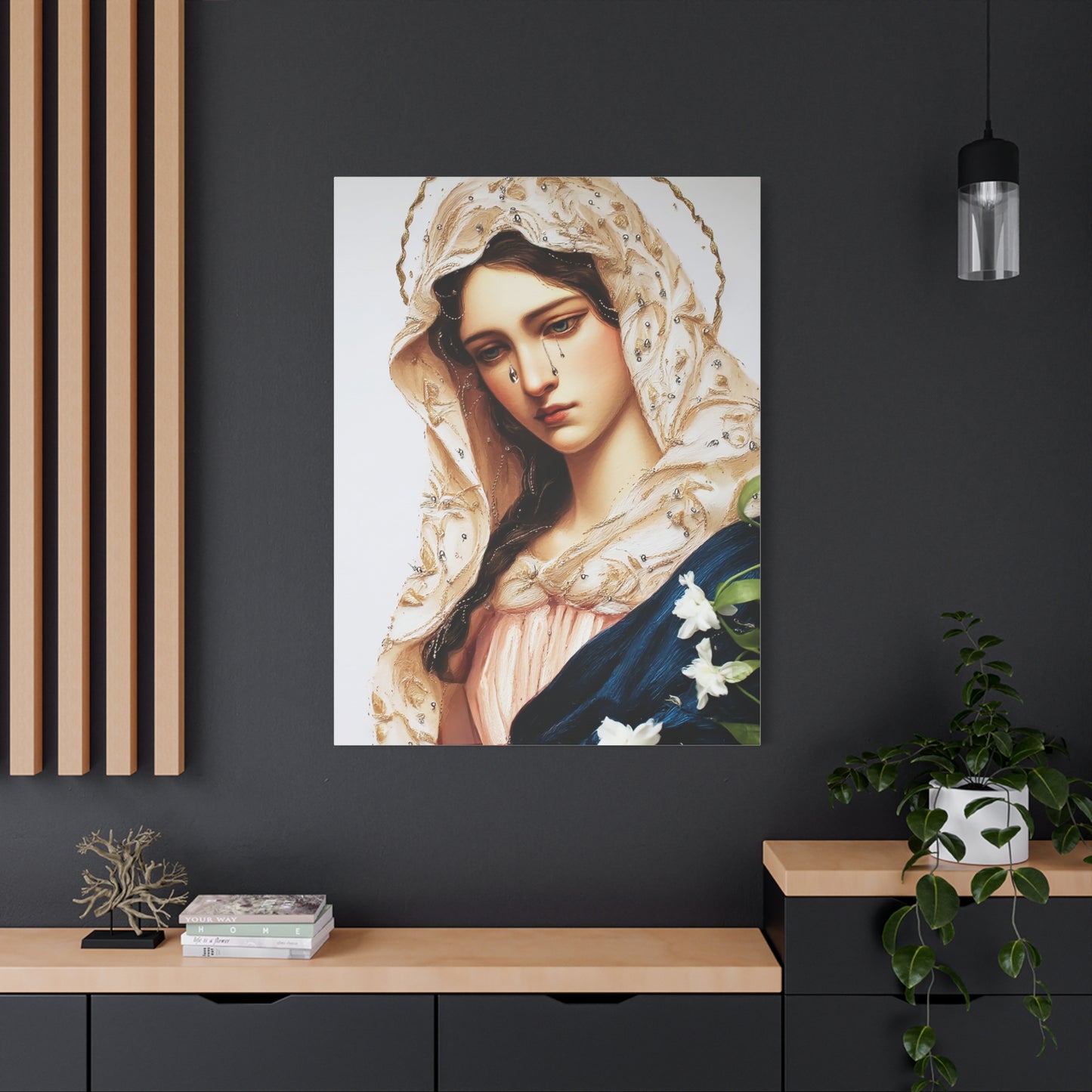 Ready to Hang - Our Lady Tears Catholic Canvas Wall Art, Christian Decor