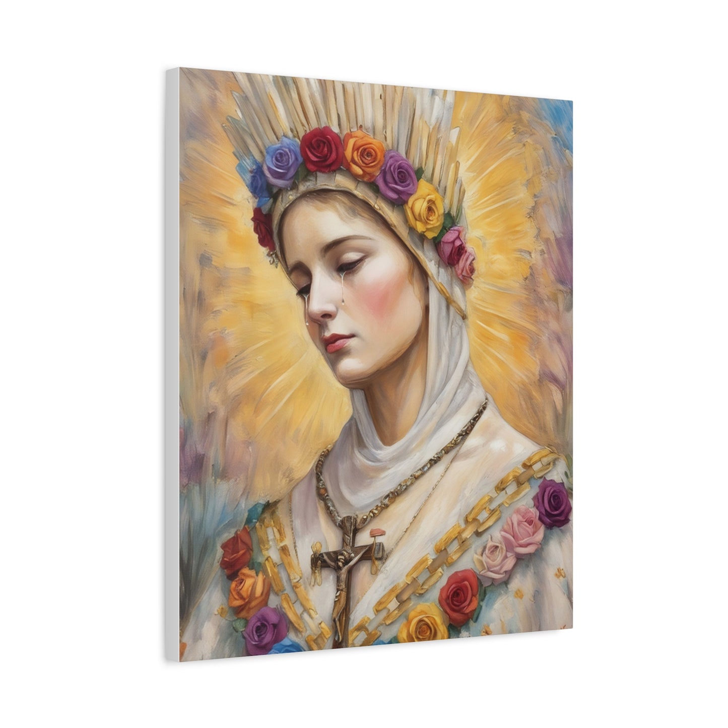 Our Lady La Salette Catholic Canvas Wall Art, Mother Mary Print Christian Decor