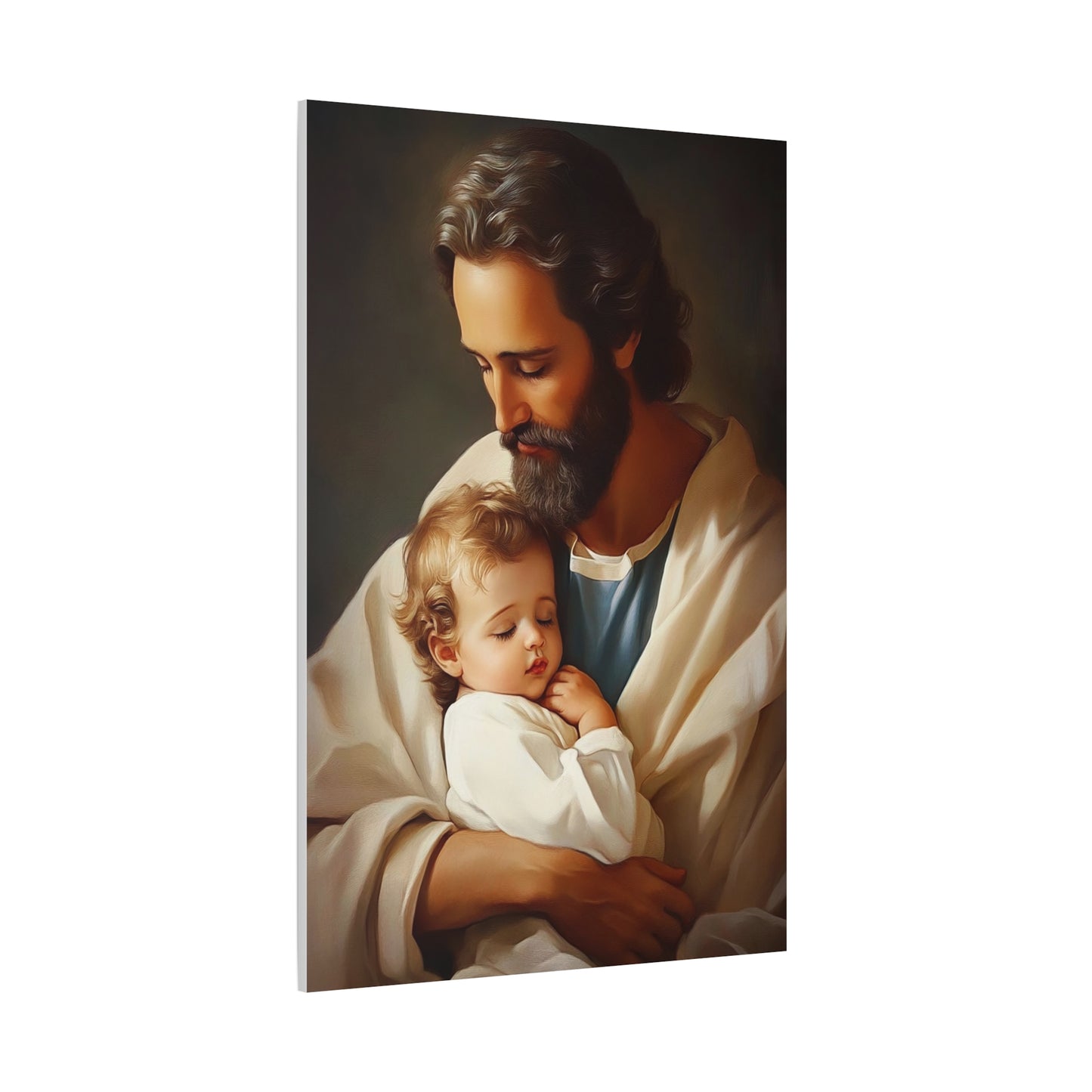 St. Joseph and Jesus Catholic Canvas Wall Art, Christian Decor