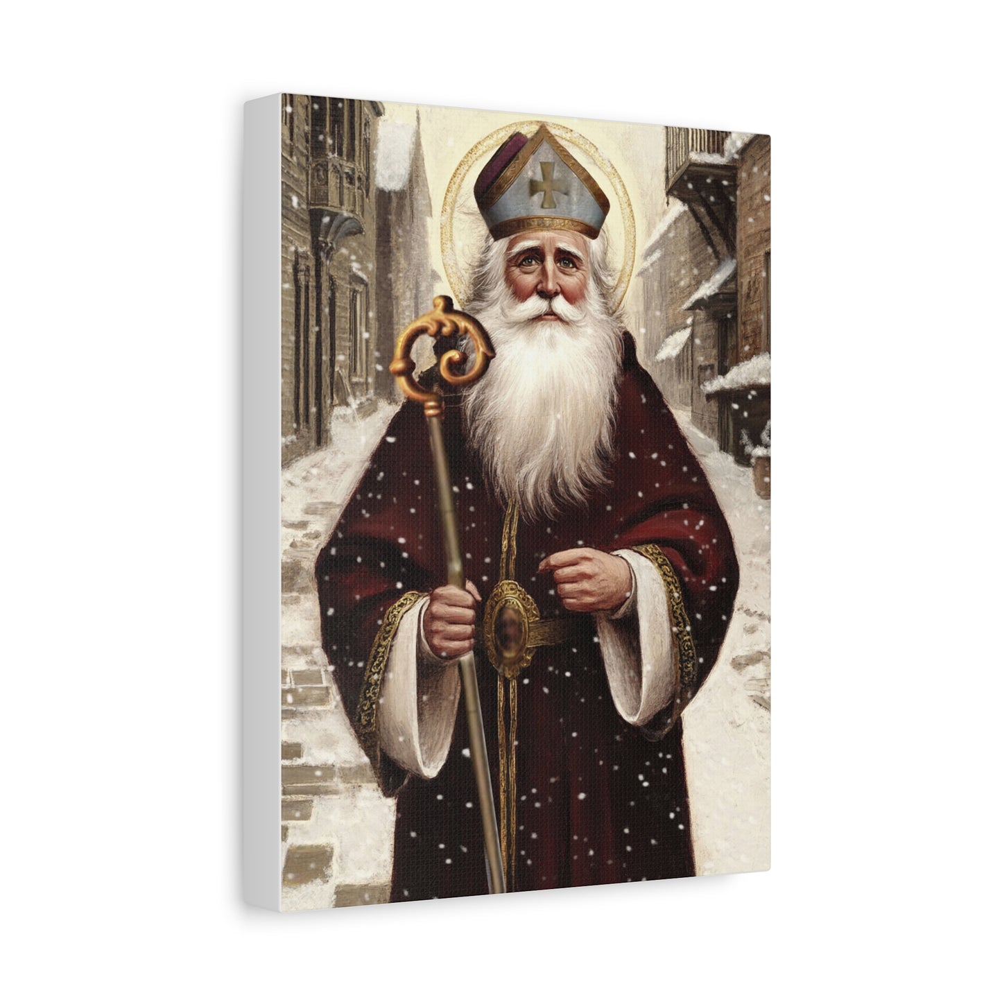 St. Nicholas of Bari Religious Canvas Wall Art, Christian Decor