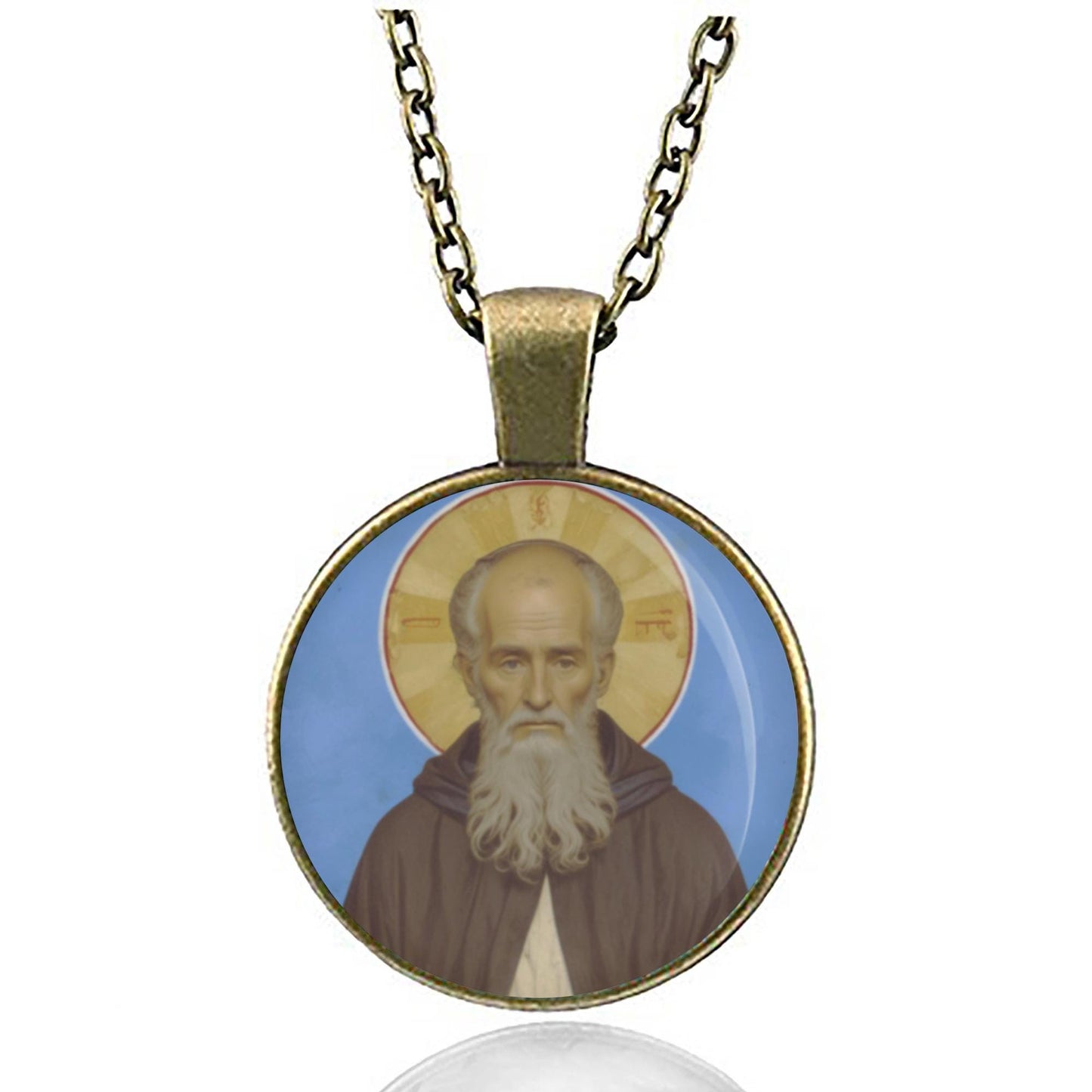 St. Columba of Iona Necklace. Patron Saint Medal Pendant Christian Religious Jewelry