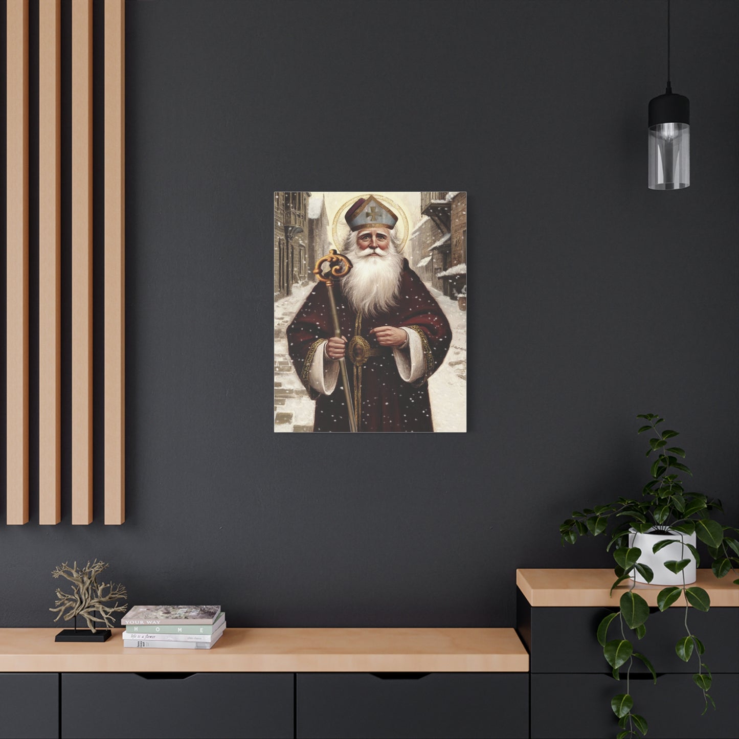St. Nicholas of Bari Religious Canvas Wall Art, Christian Decor