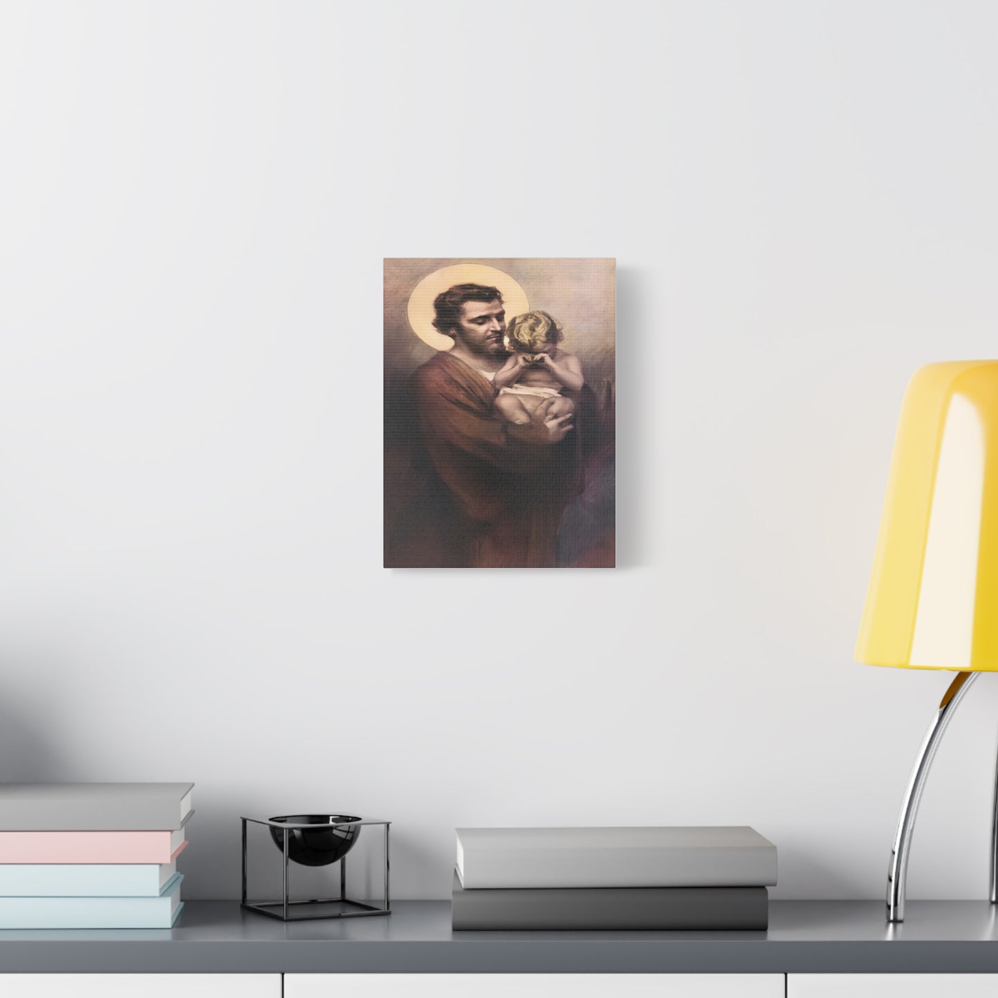St. Joseph & Child Jesus Crying - Chambers - Catholic Canvas Wall Art, Christian Decor