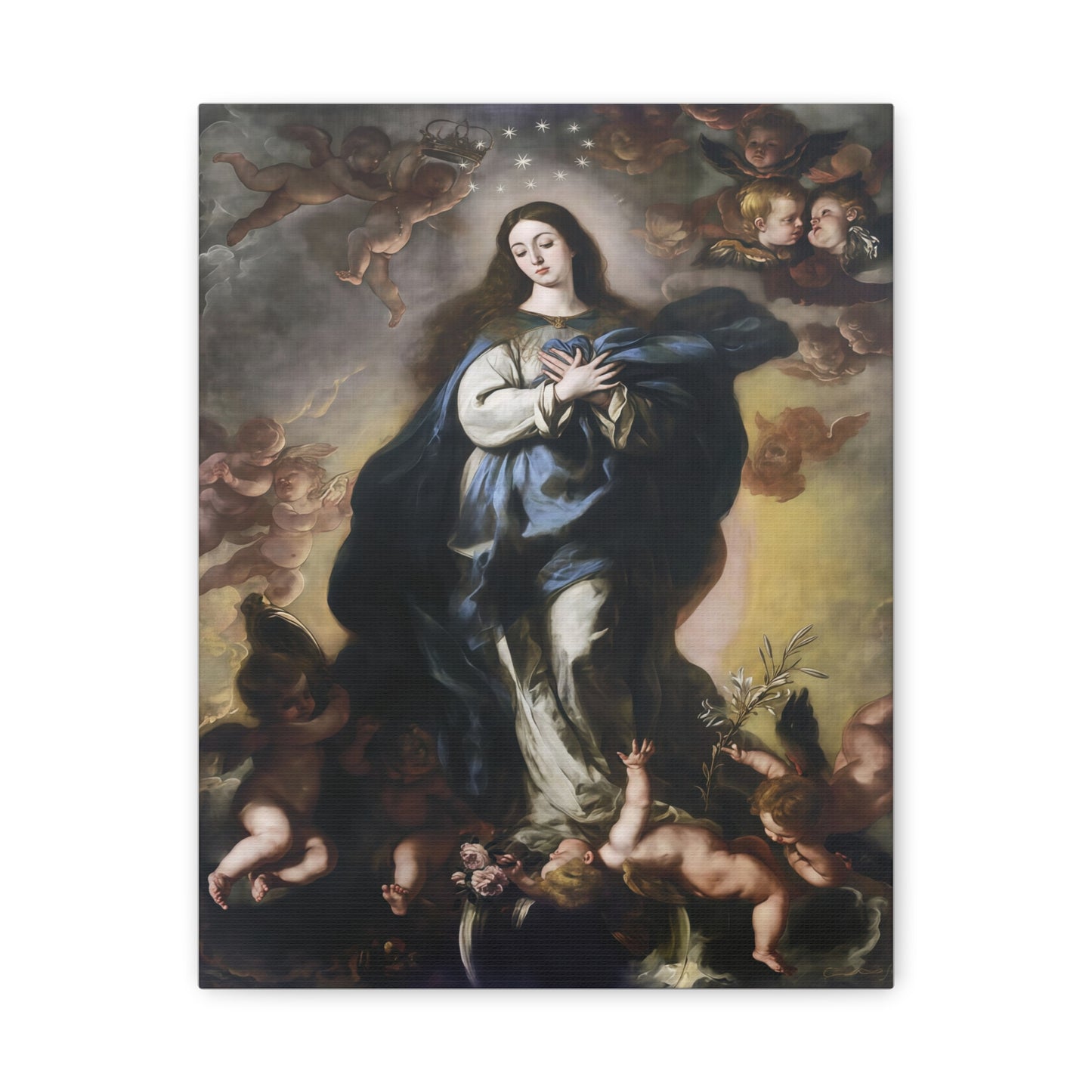 Ready To Hang - Our Lady Mother Mary Immaculate Conception Catholic Canvas Wall Art, Christian Decor