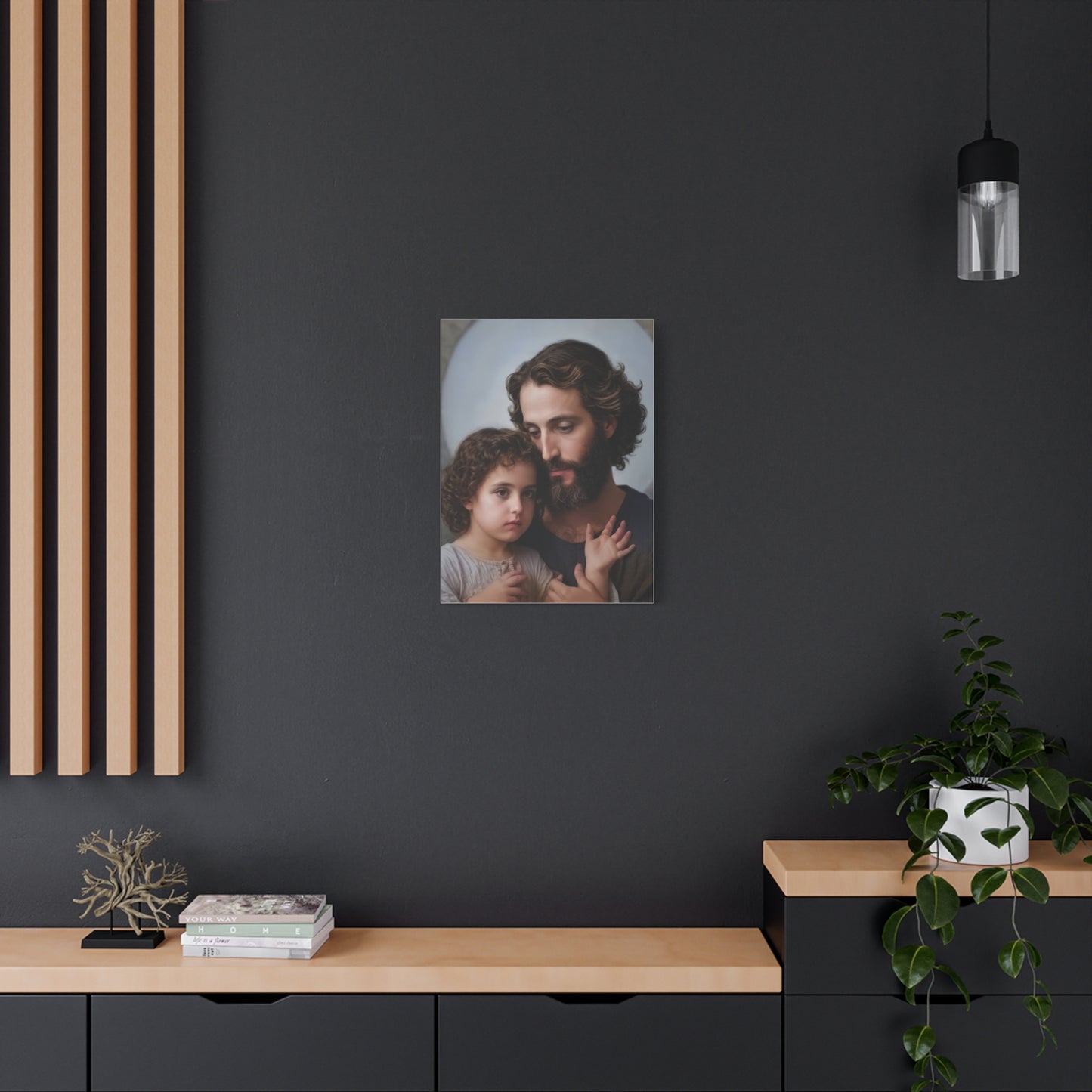 St. Joseph and Baby Jesus Catholic Canvas Wall Art, Print Christian Decor