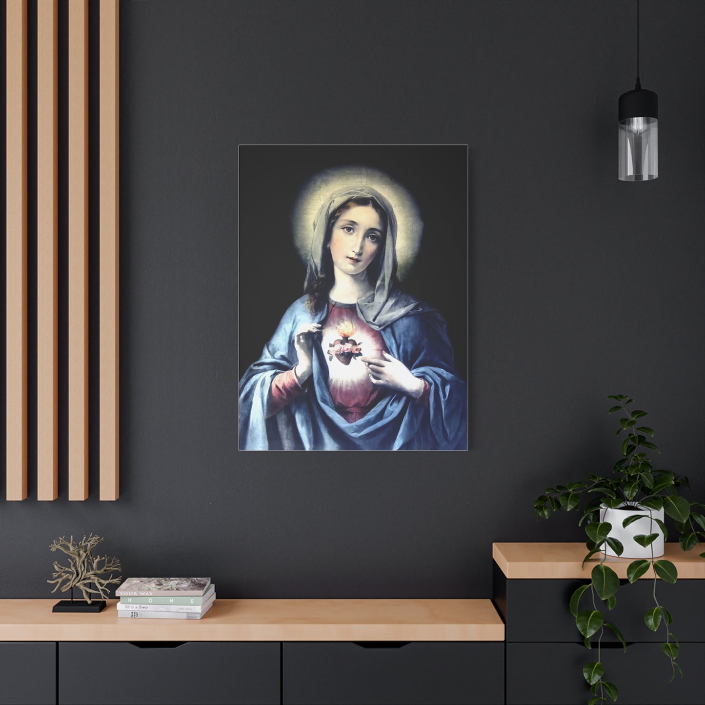 Ready to Hang - Immaculate Heart Virgin Mary Catholic Canvas Wall Art, Christian Decor