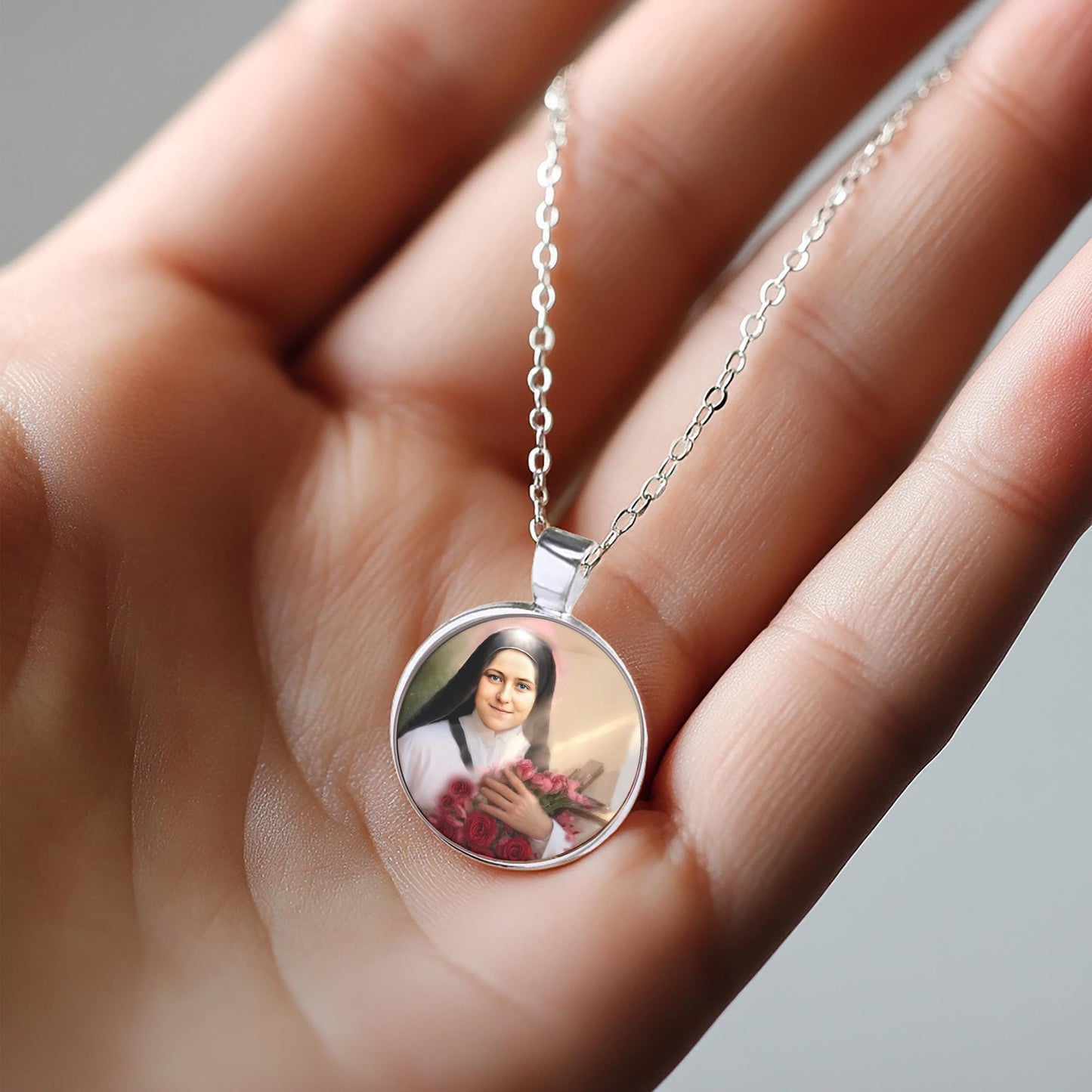 St. Therese Catholic Saint Medal Pendant Necklace