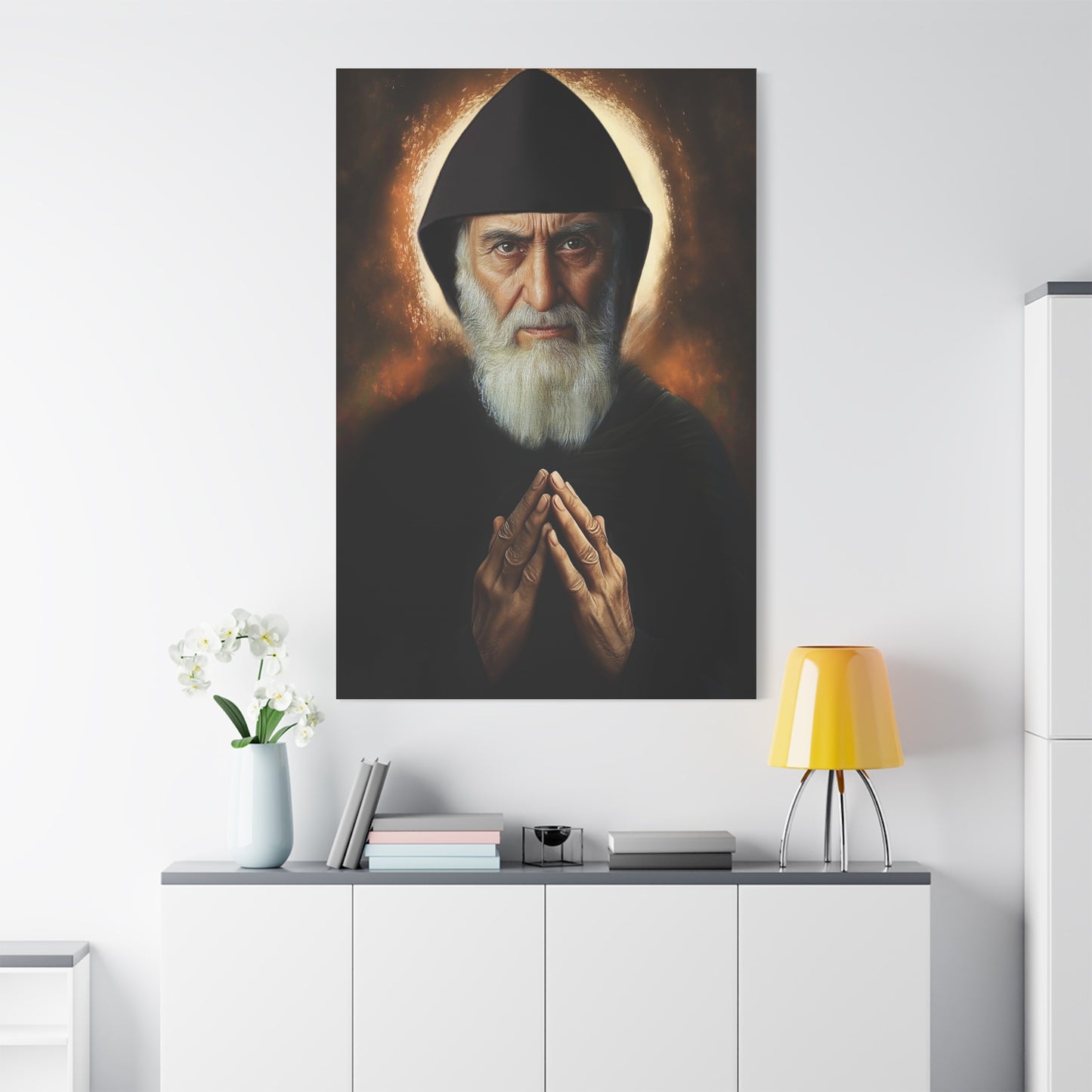 St. Charbel Makhlouf Catholic Canvas Wall Art, Christian Decor