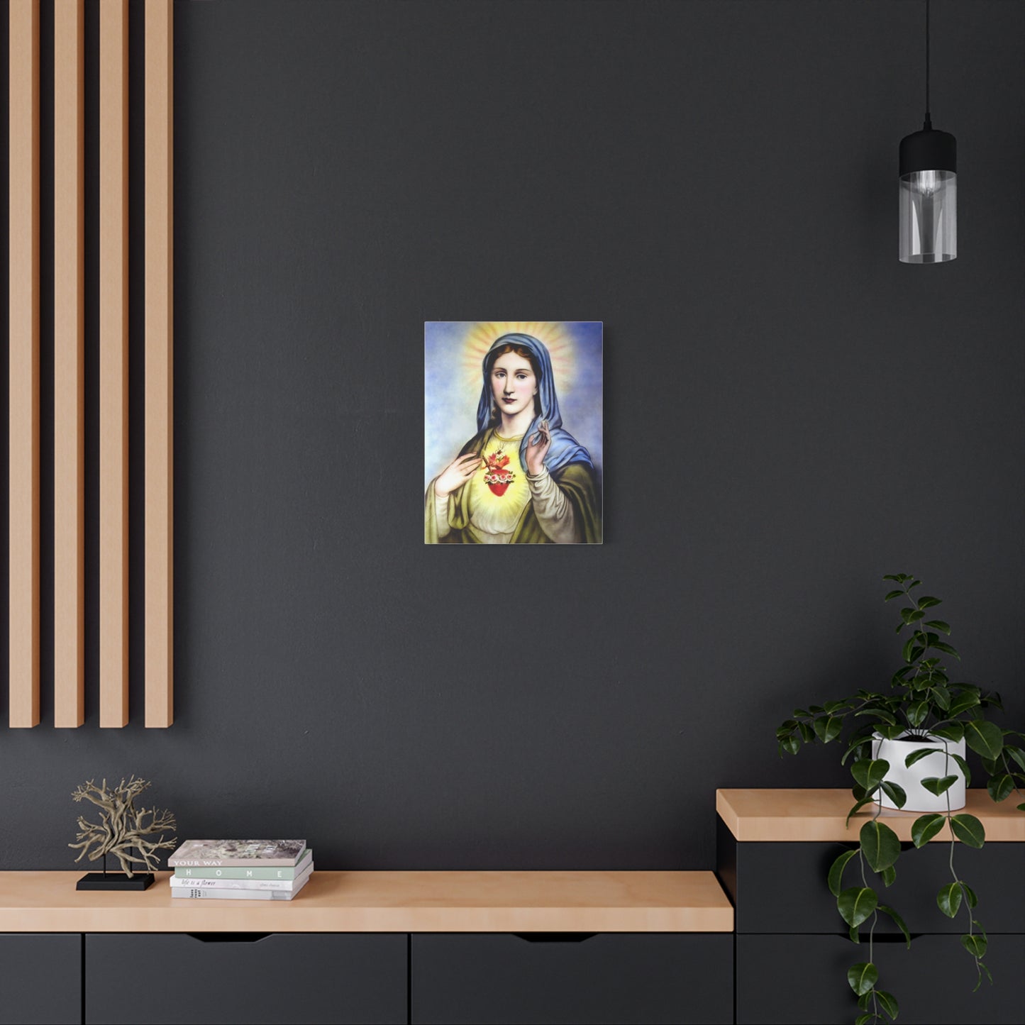 Ready to Hang - Immaculate Heart Virgin Mary Catholic Canvas Wall Art, Christian Decor